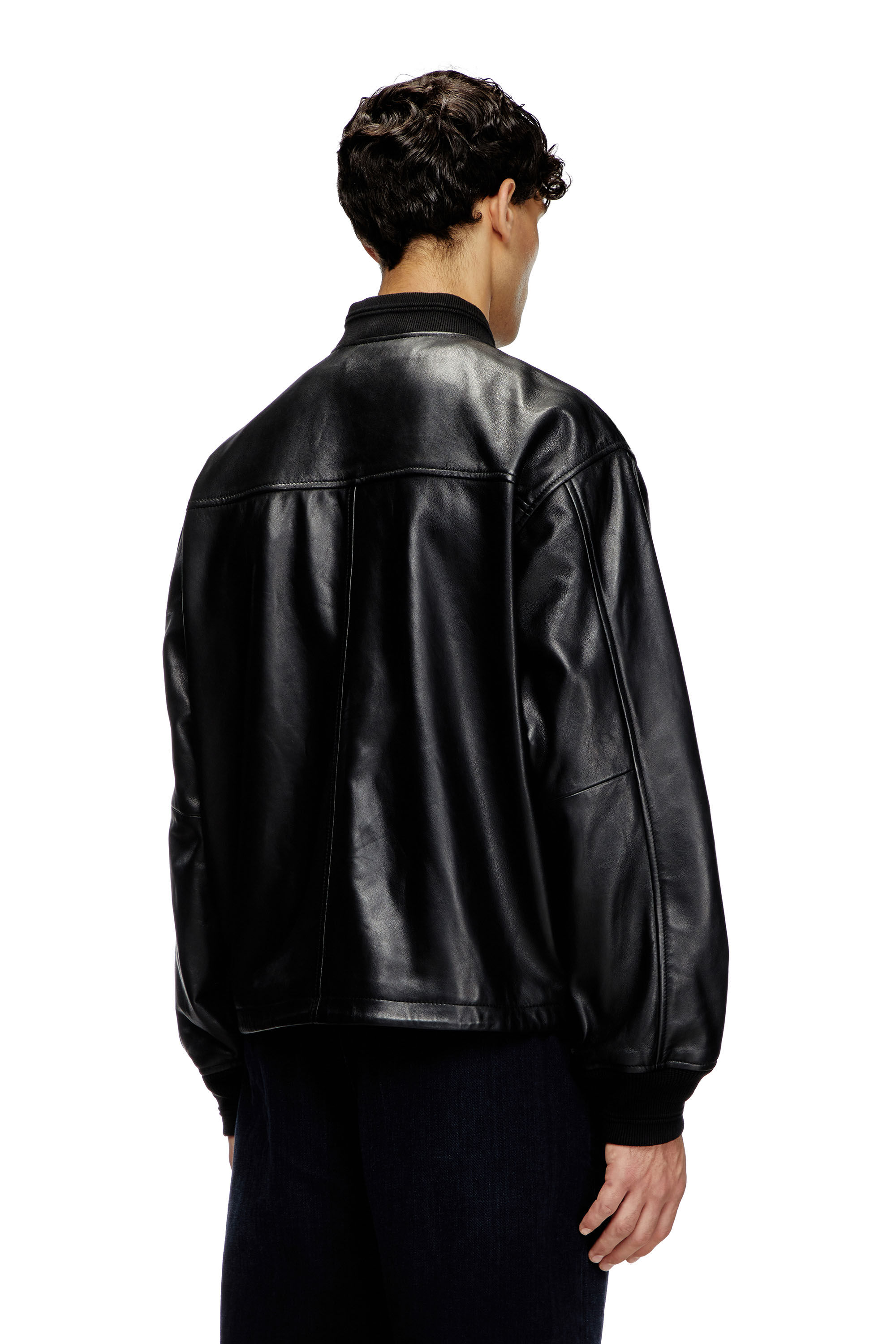 ジャケット・アウター 00s diesel real leather bomber jacket M Men's Waxed-leather bomber jacket | Black | Diesel PT