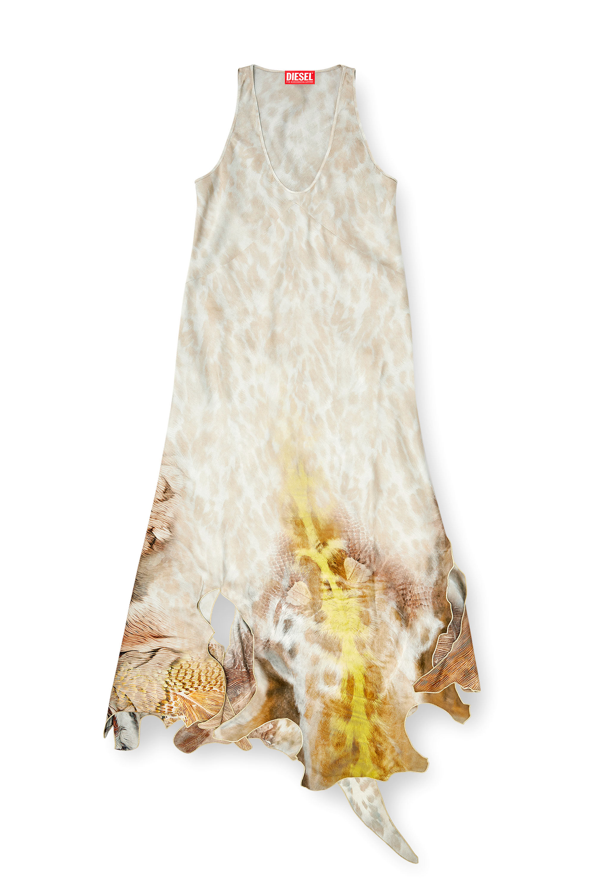 Diesel - D-IKARA, Woman's Long satin dress with hide-effect hem in Beige - 2