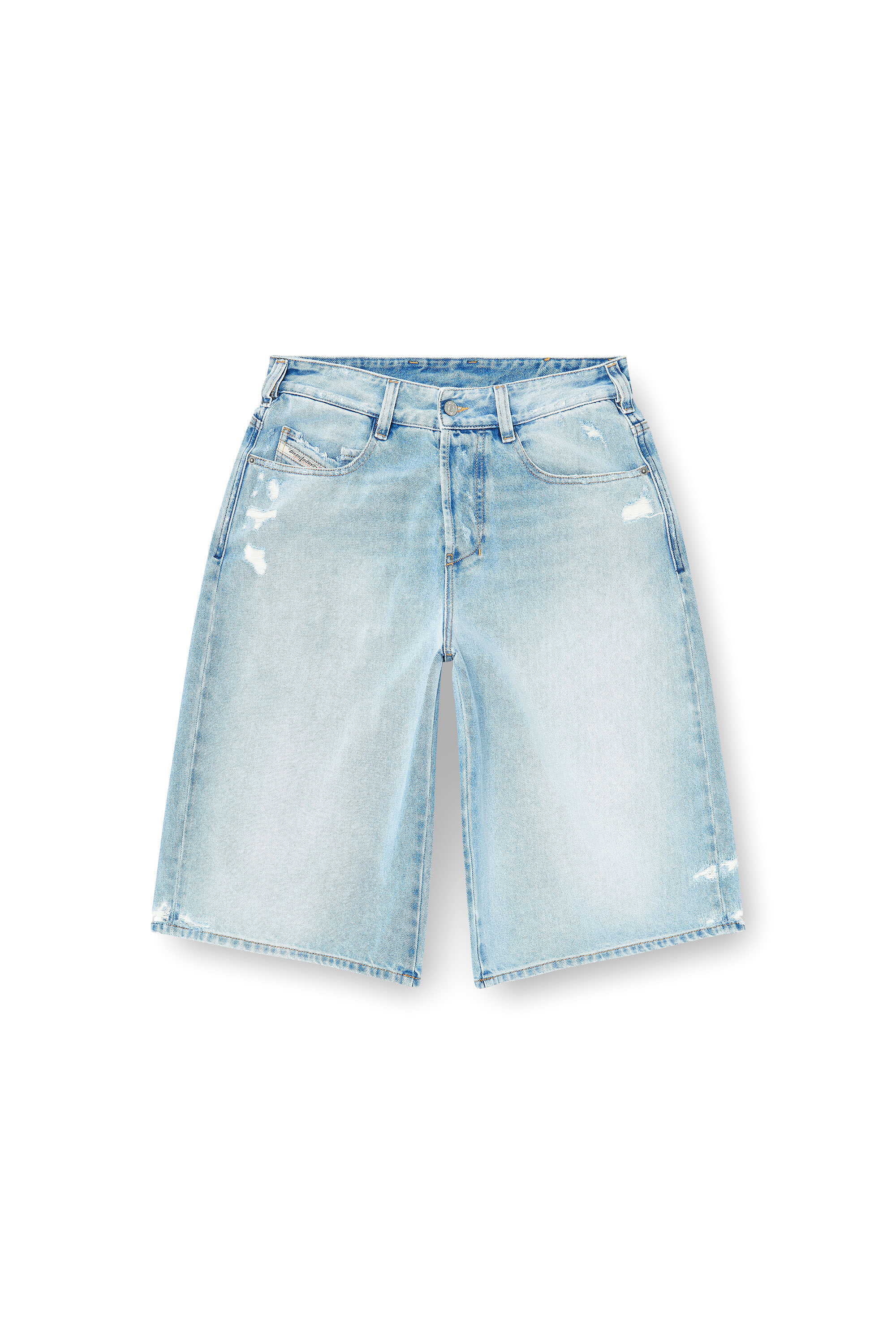 Diesel - D-ENIM-M-SHORT, Unisex's Shorts in destroyed denim in Light Blue - 2