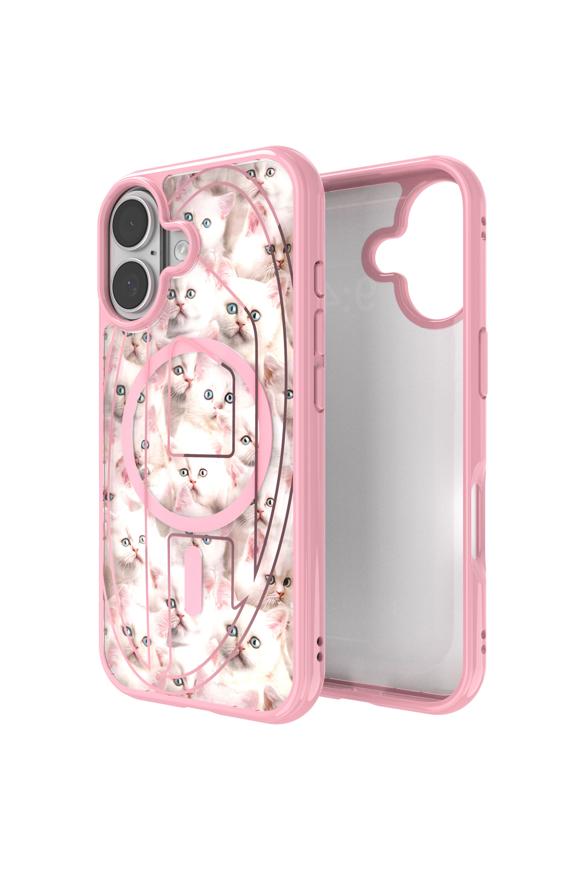 Women's Oval D cats case with magsafe for iPhone 17 | Pink | Diesel