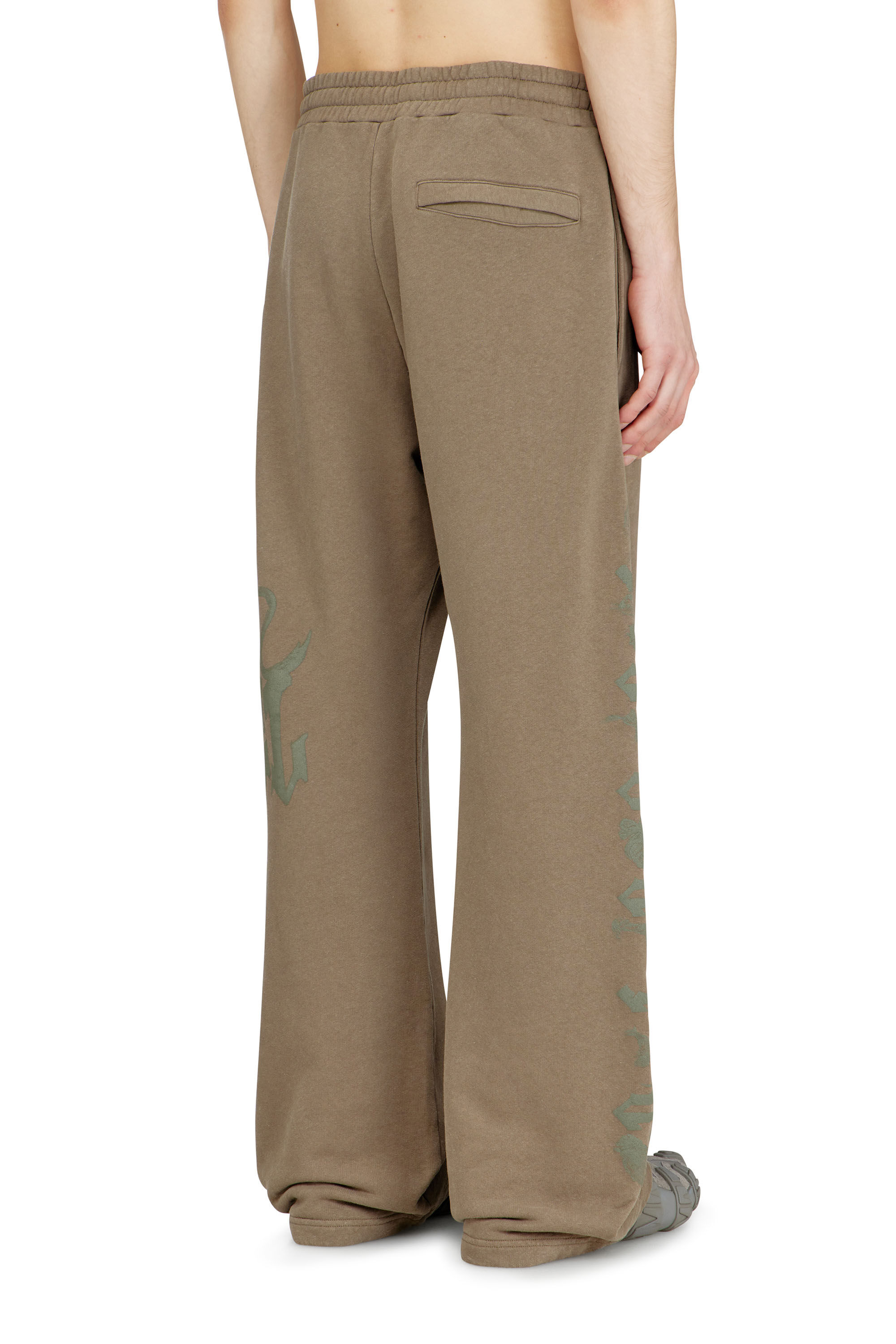 Diesel - P-GRO, Man's Treated sweatpants with logo print in Brown - 4