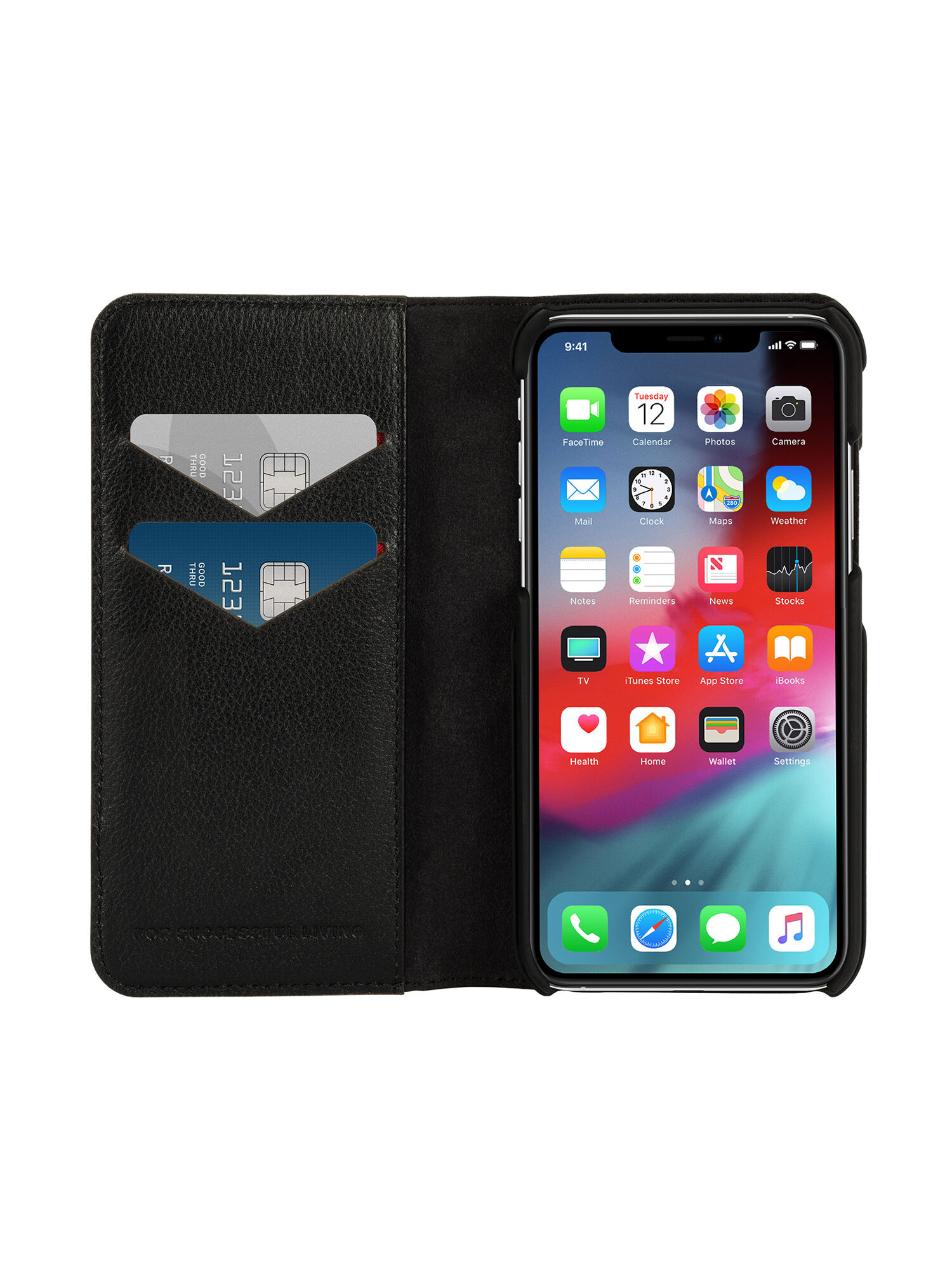 Diesel - DIESEL 2-IN-1 FOLIO CASE FOR IPHONE XS MAX, Unisex's Black leather printed and debossed logo case, iPhone XS MaX in Black - 7