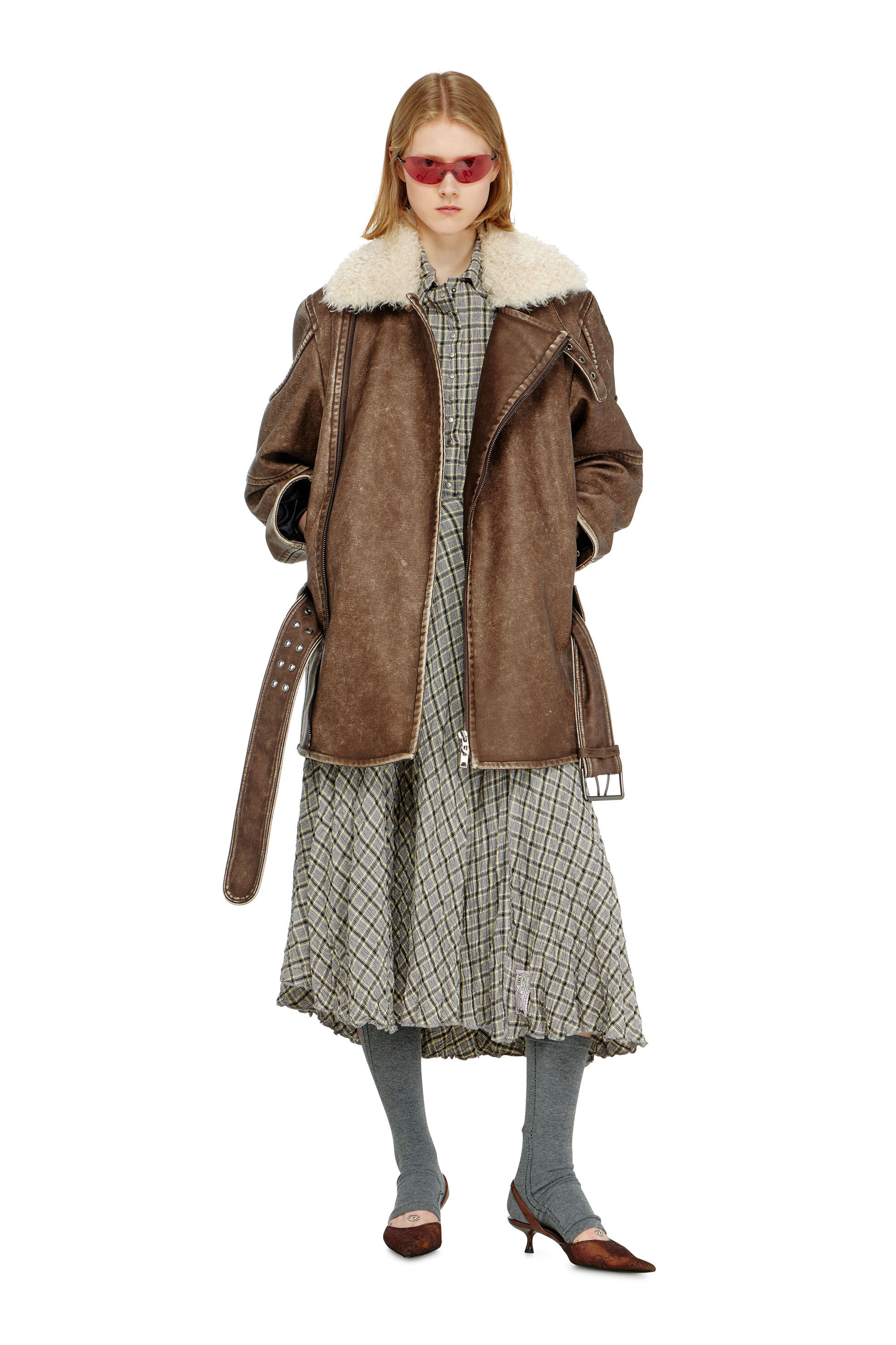 Diesel - O-XYGEN, Woman's Midi skirt in seersucker-effect check in null - 1