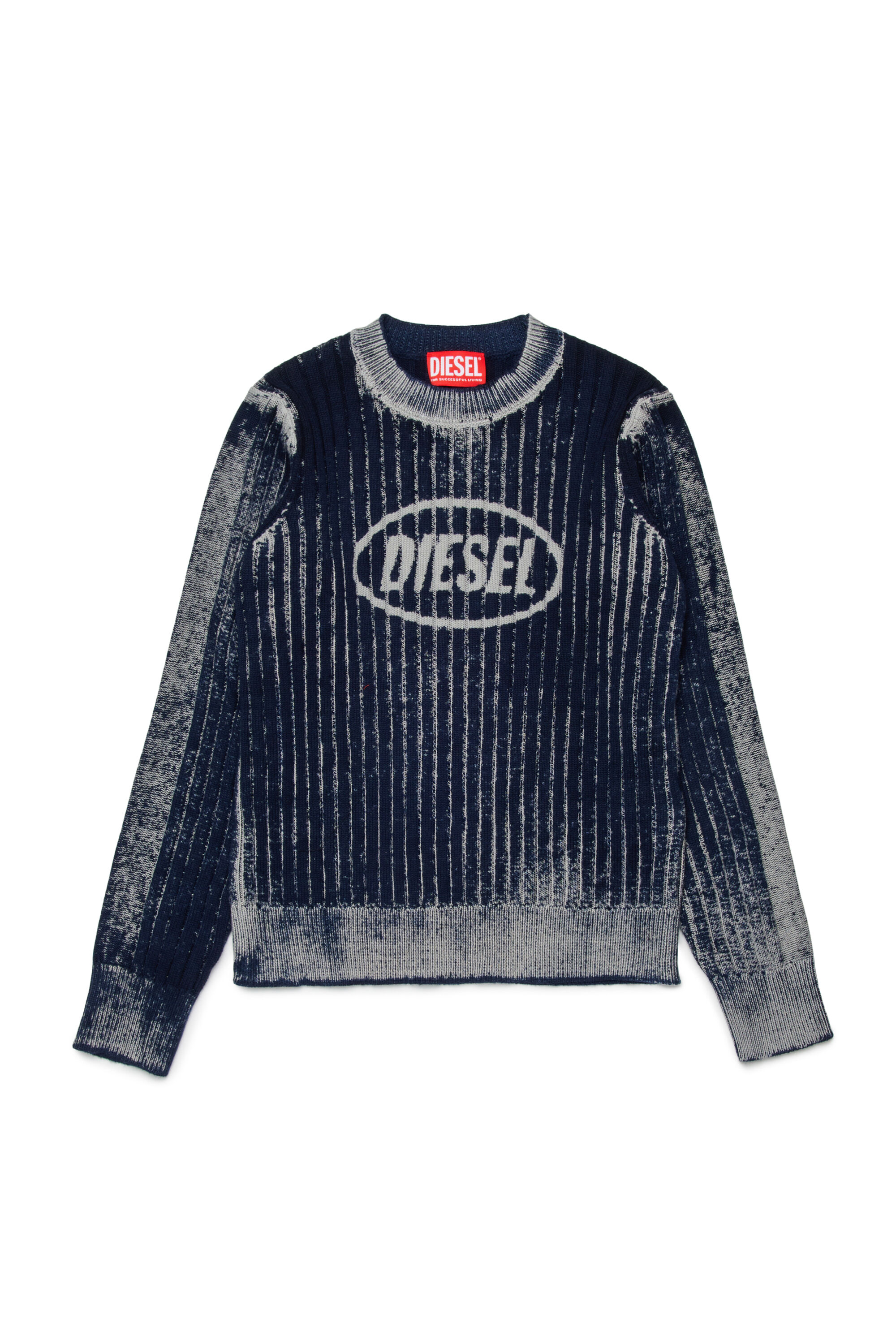 Diesel - KANDELERODC, Man's Cotton pullover with treated finish in Blue - 1