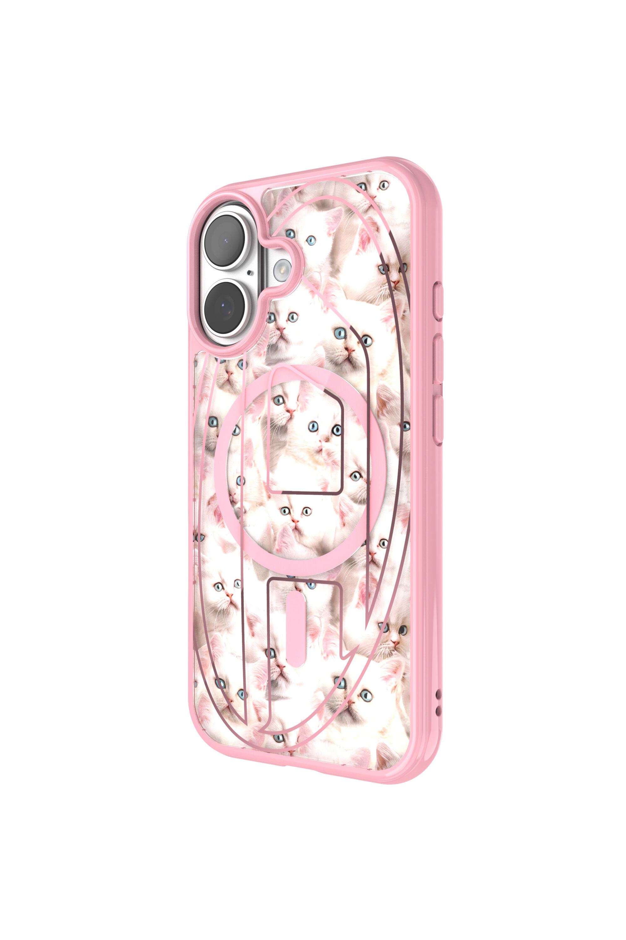 Women's Oval D cats case with magsafe for iPhone 17 | Pink | Diesel