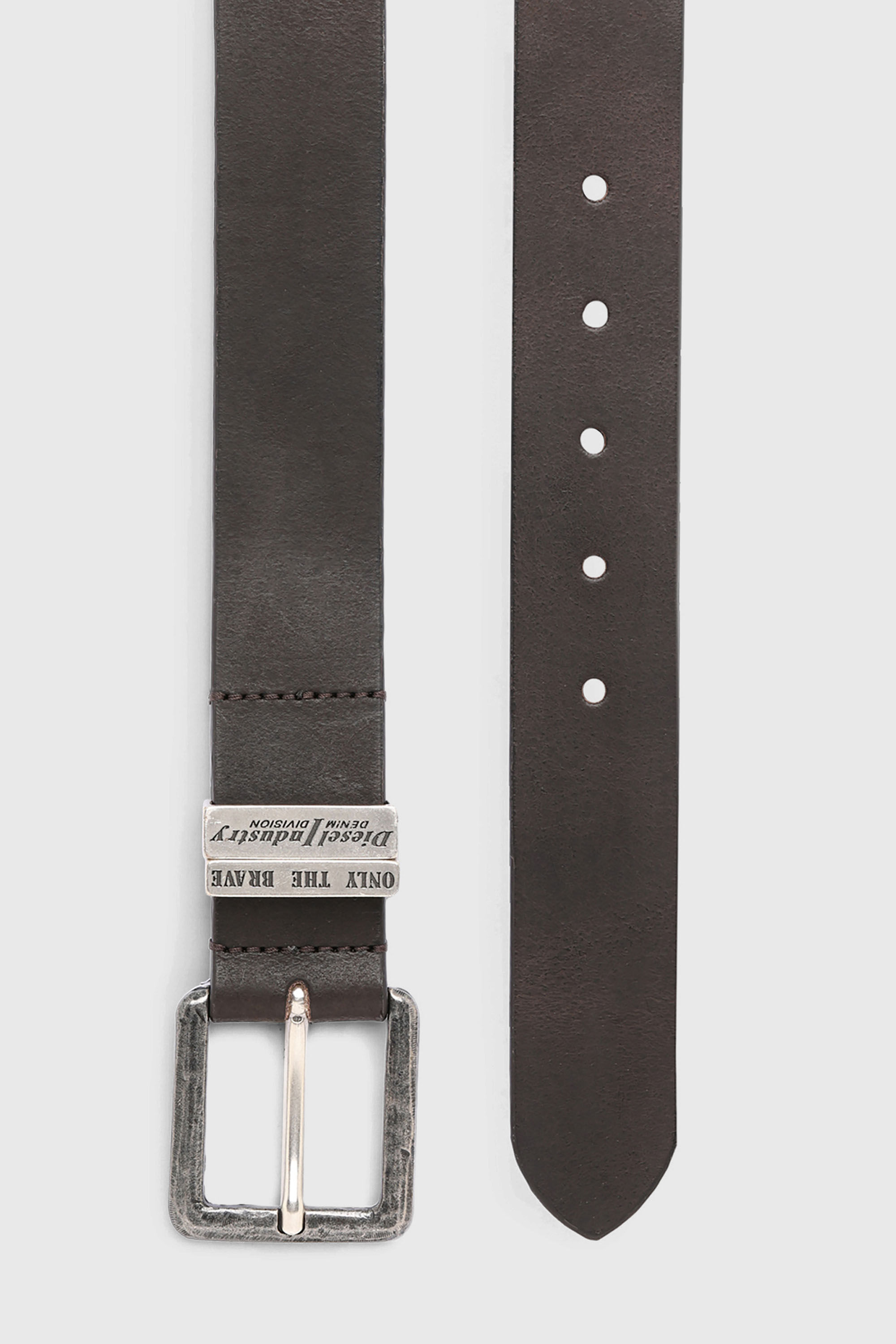 Diesel - B-GUARANTEE-A, Man's 3.4cm leather belt with burnished hardware in Brown - 3