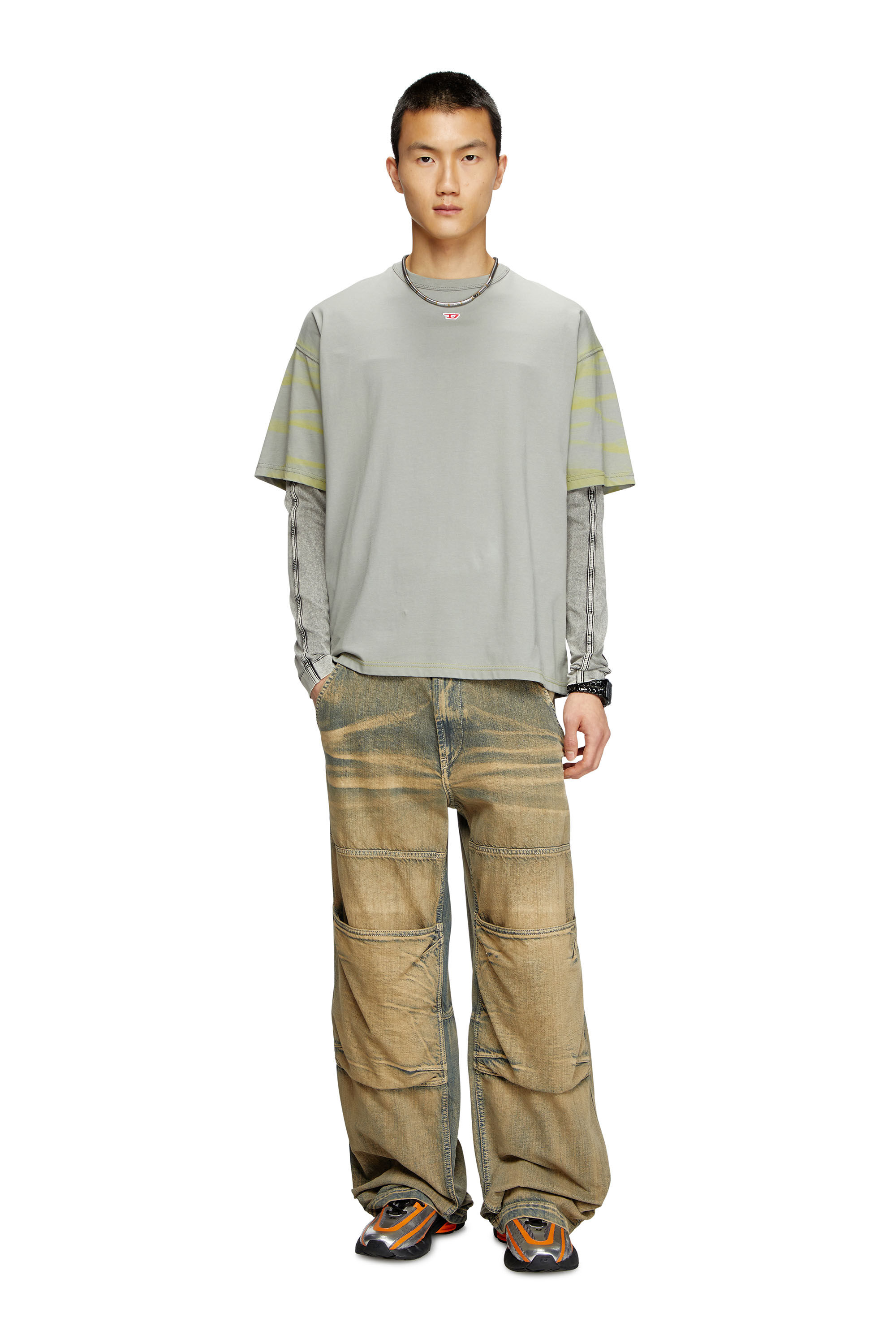 Diesel - T-ADJUST-R23, Man's T-shirt with spray effect in Grey - 1