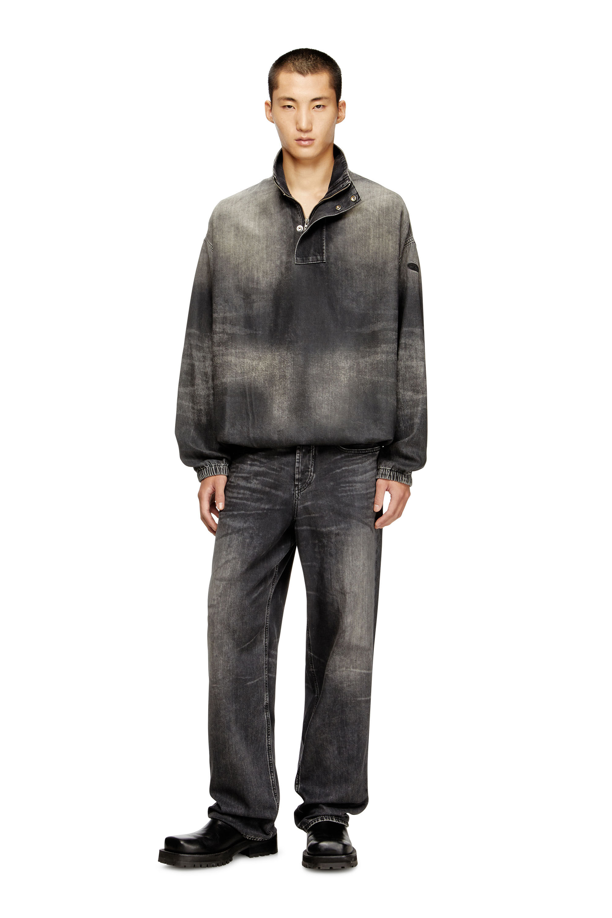 Diesel - D-FLOW-S3, Unisex's Denim top with mock neck in Black - 1
