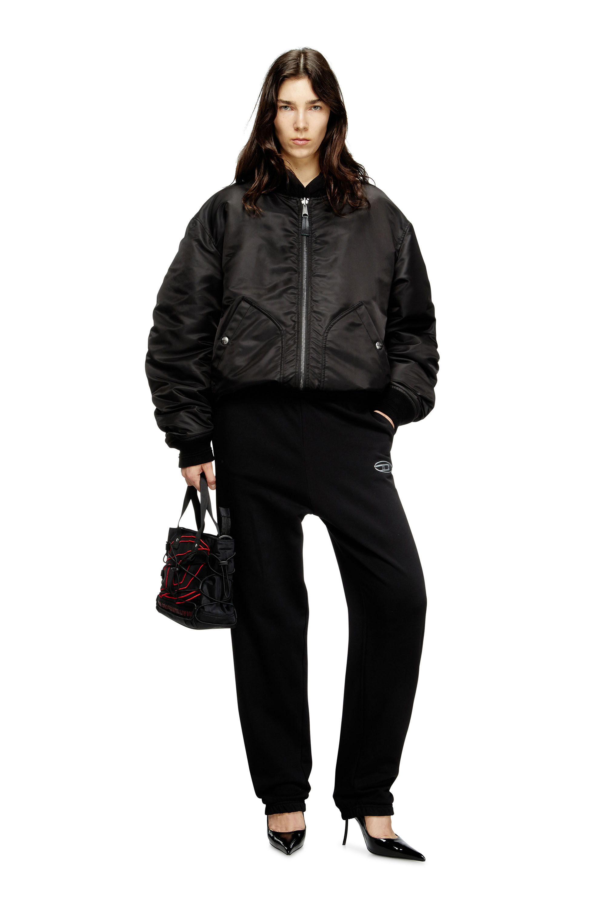 パンツ DIESEL Women Straight Pants A194470BMBJ 9XX BLACK Women's Sweatpants with metal-effect Oval D logo | Black