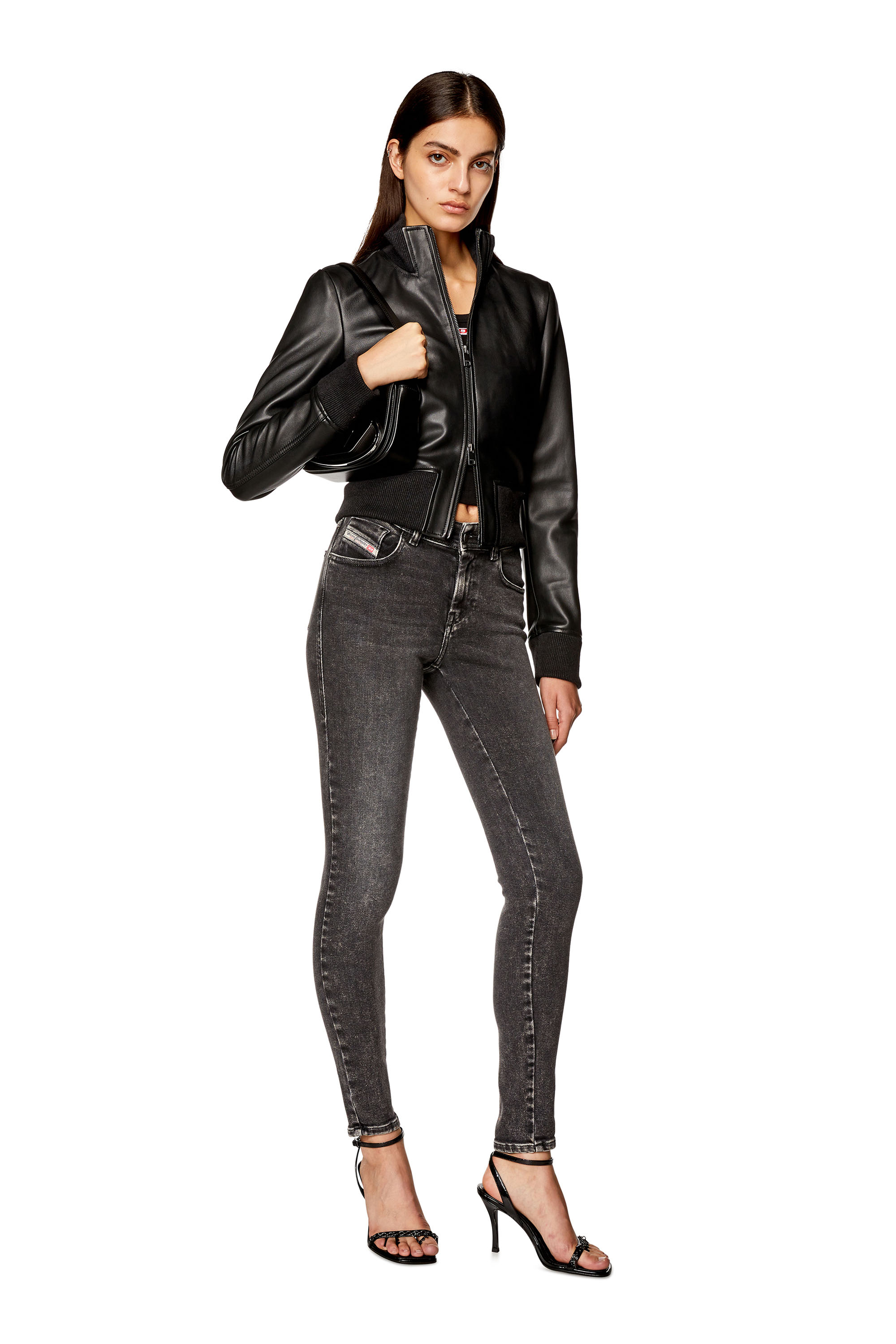 L-HUNG, Black Diesel - L-HUNG, Woman's Bomber jacket in waxed leather in Black - 1
