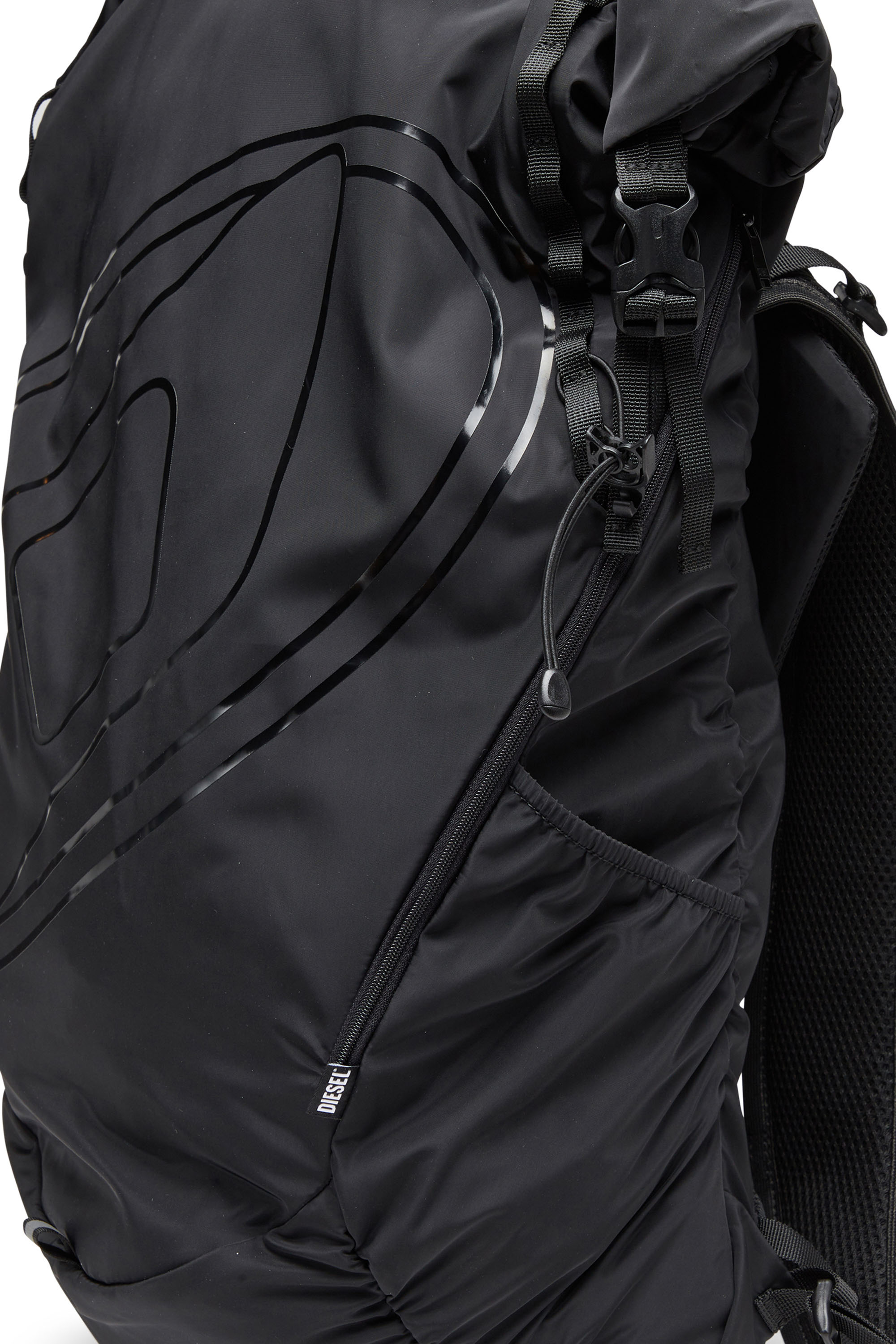 Diesel - DRAPE BACKPACK, Man's Drape-Nylon roll-top backpack in Black - 6