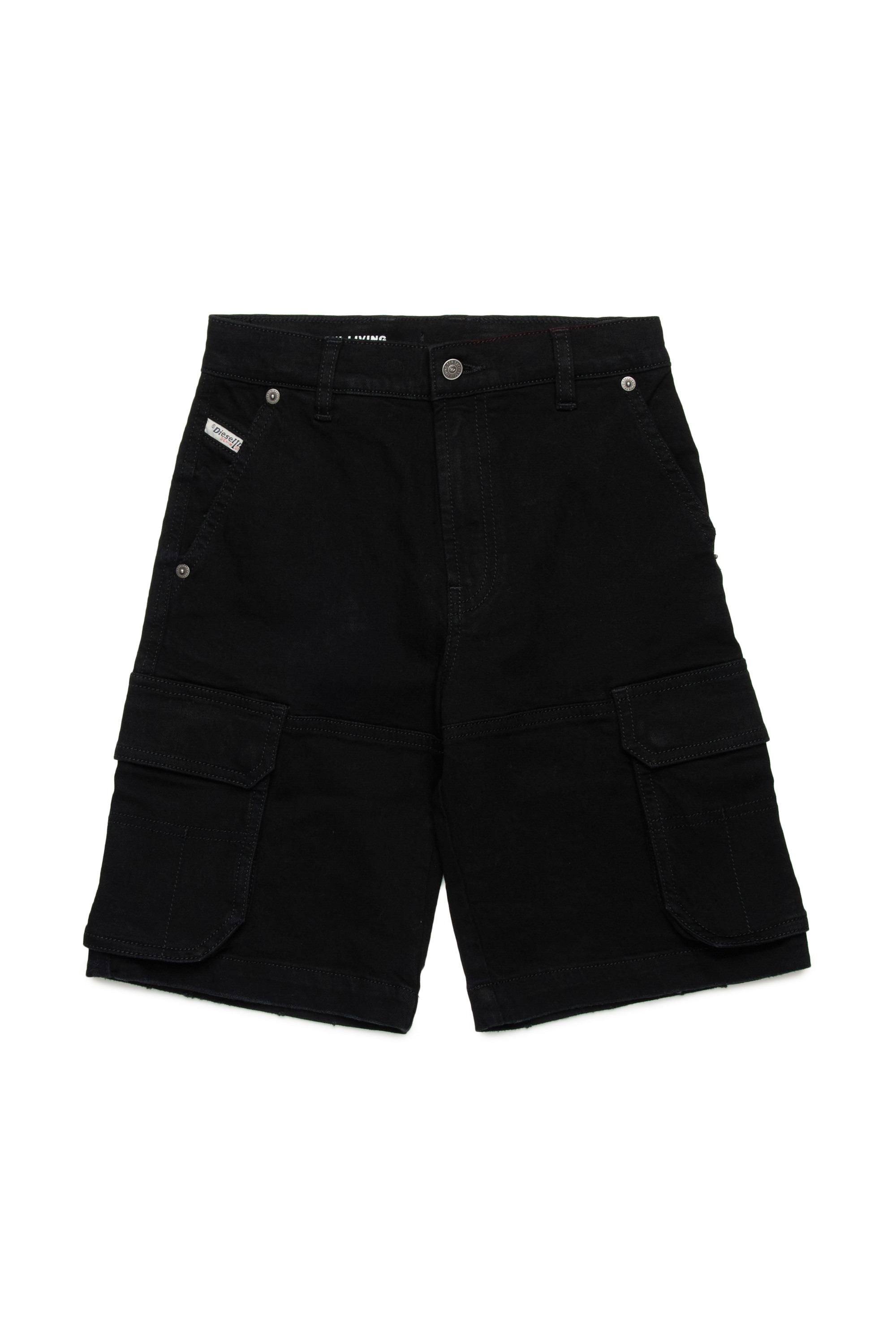 Diesel - PFISH-CARGO-SH-J, Man's Denim cargo shorts in Black - 1