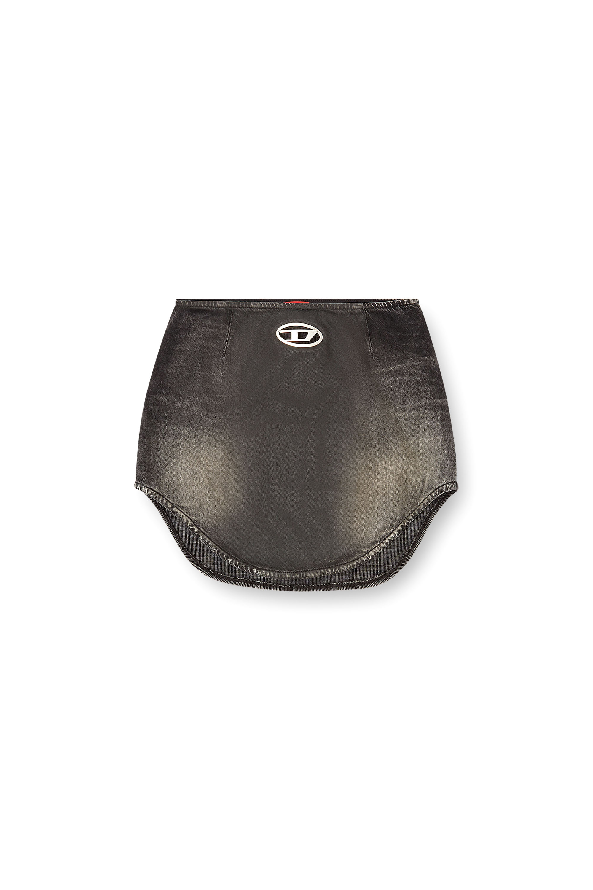 Diesel - DE-VANY-S, Woman's Denim mini skirt with Oval D logo in Black/Dark grey - 3