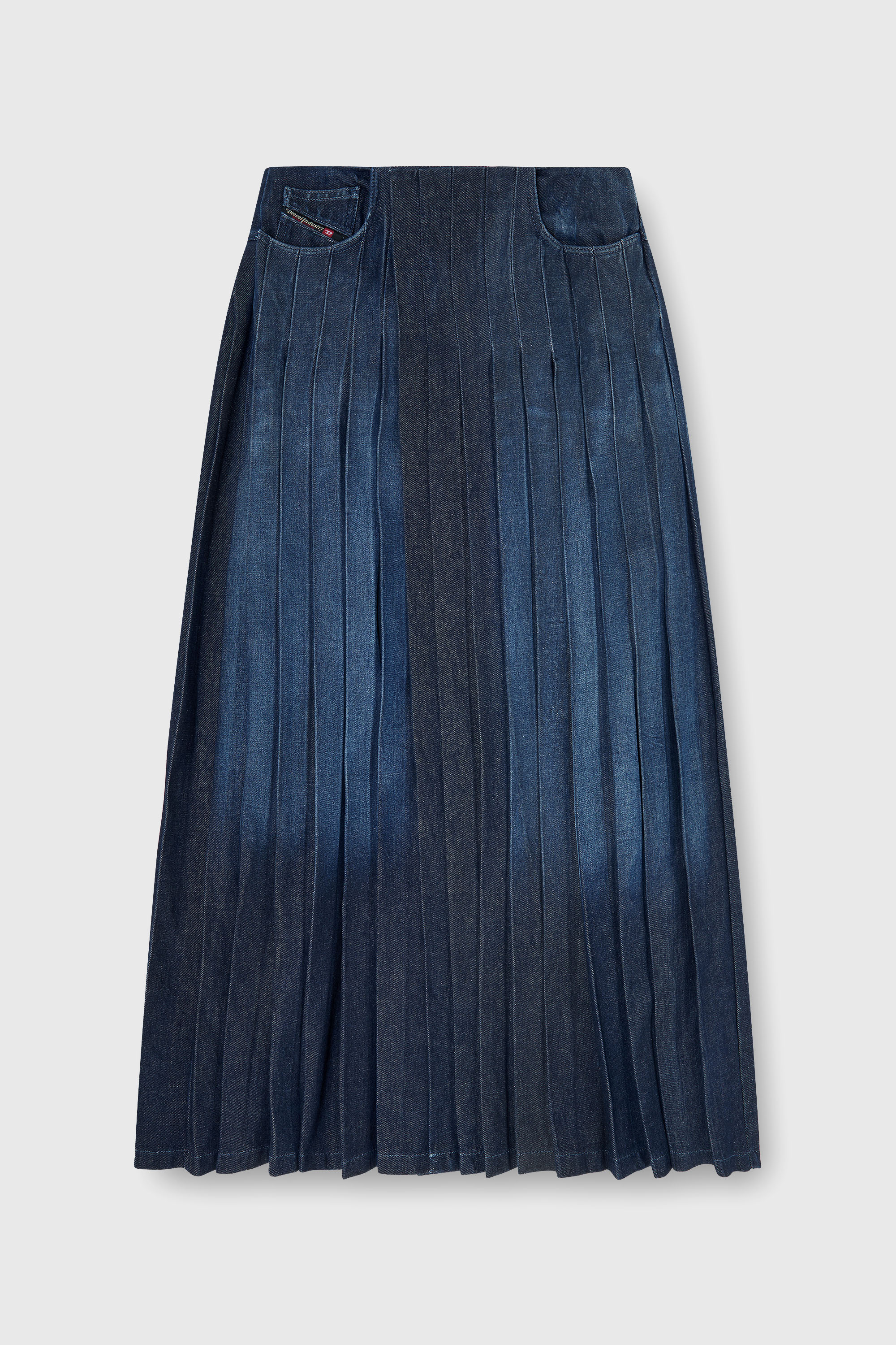 Diesel - D-QUILTY-FSJ1, Unisex's Long wrap skirt in pleated denim in null - 2