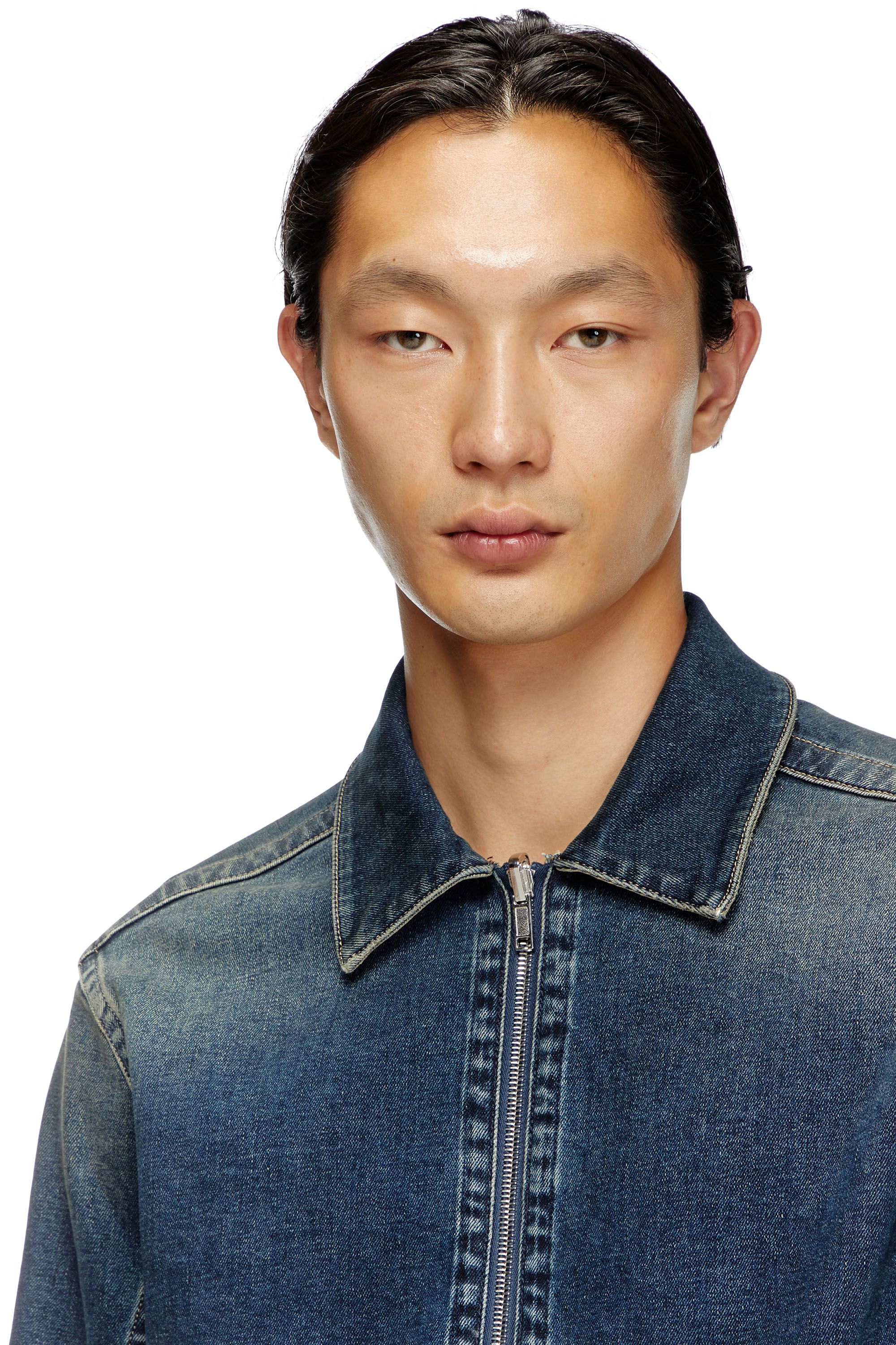 Diesel - D-SIMPLY-RE, Man's Zipped shirt in Rehab denim in Dark Blue - 6