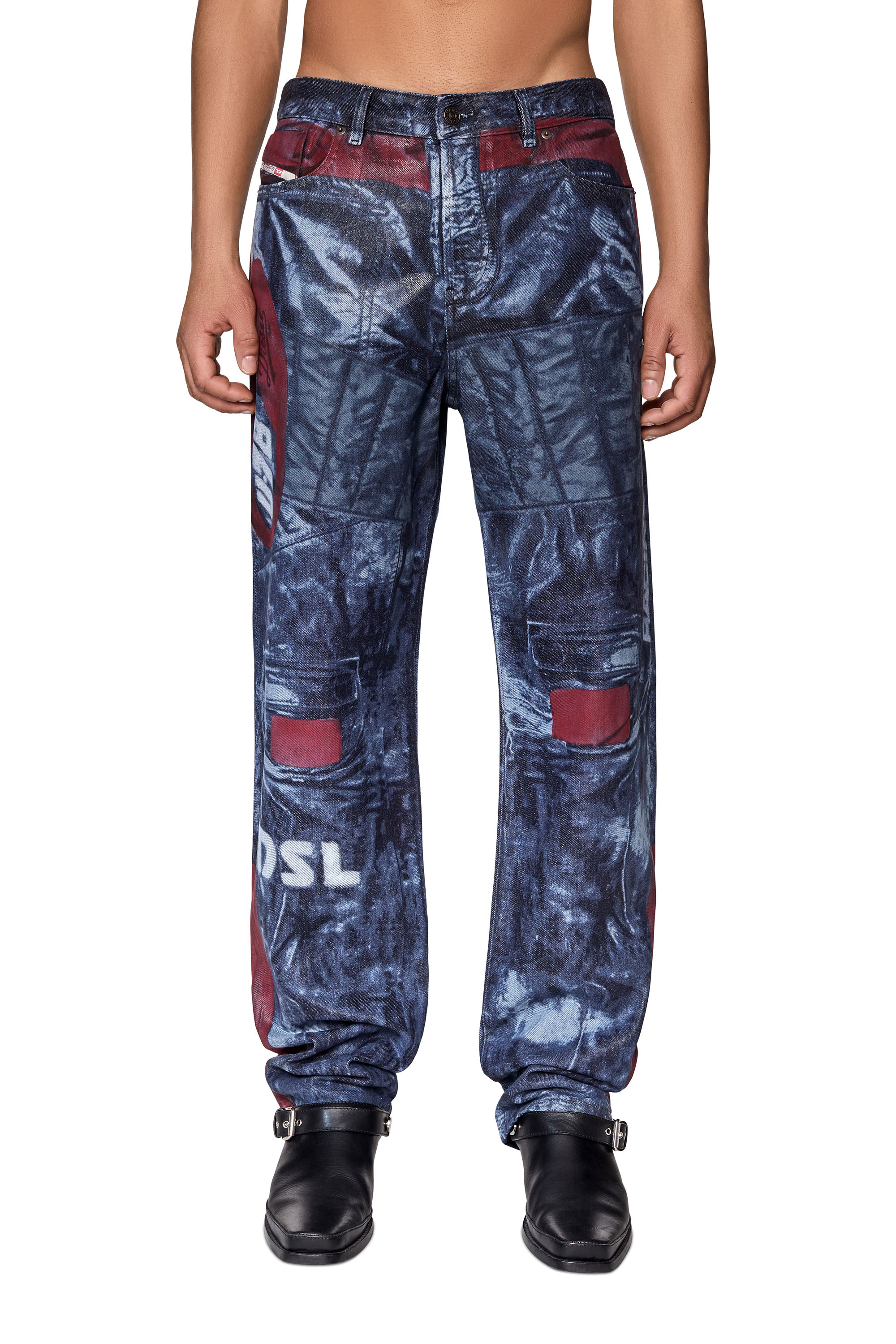 1955 09D26 Straight Jeans, Blue/Red - Jeans