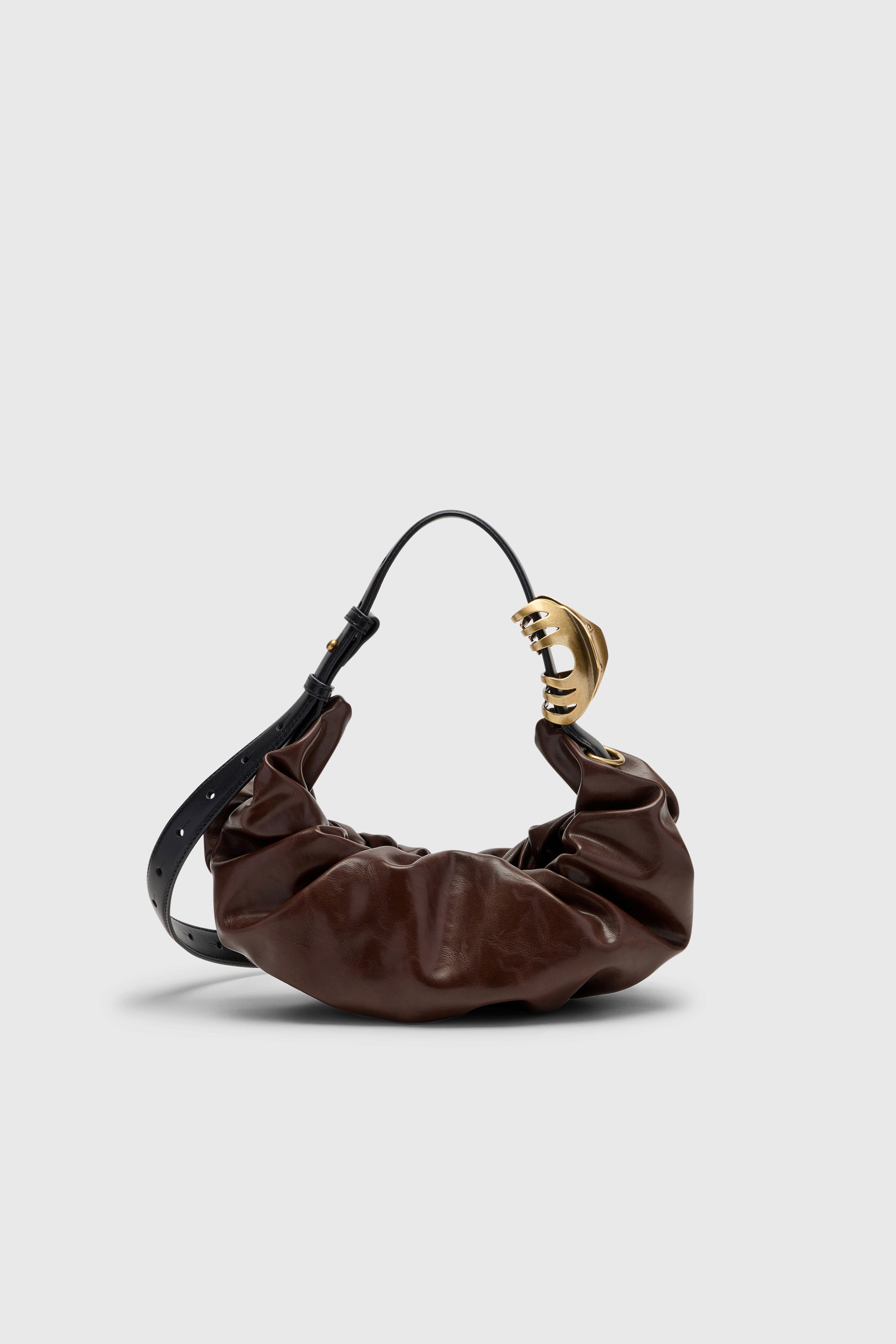 Diesel - GRAB-D HOBO S, Woman's Grab-D-Small scruched hobo bag in Dark Brown - 2