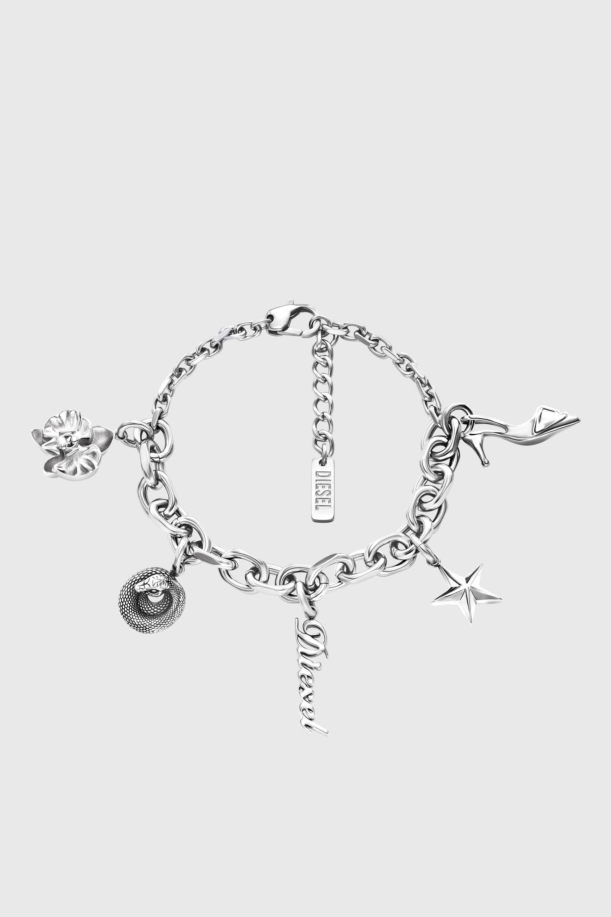 Stainless steel charm bracelet