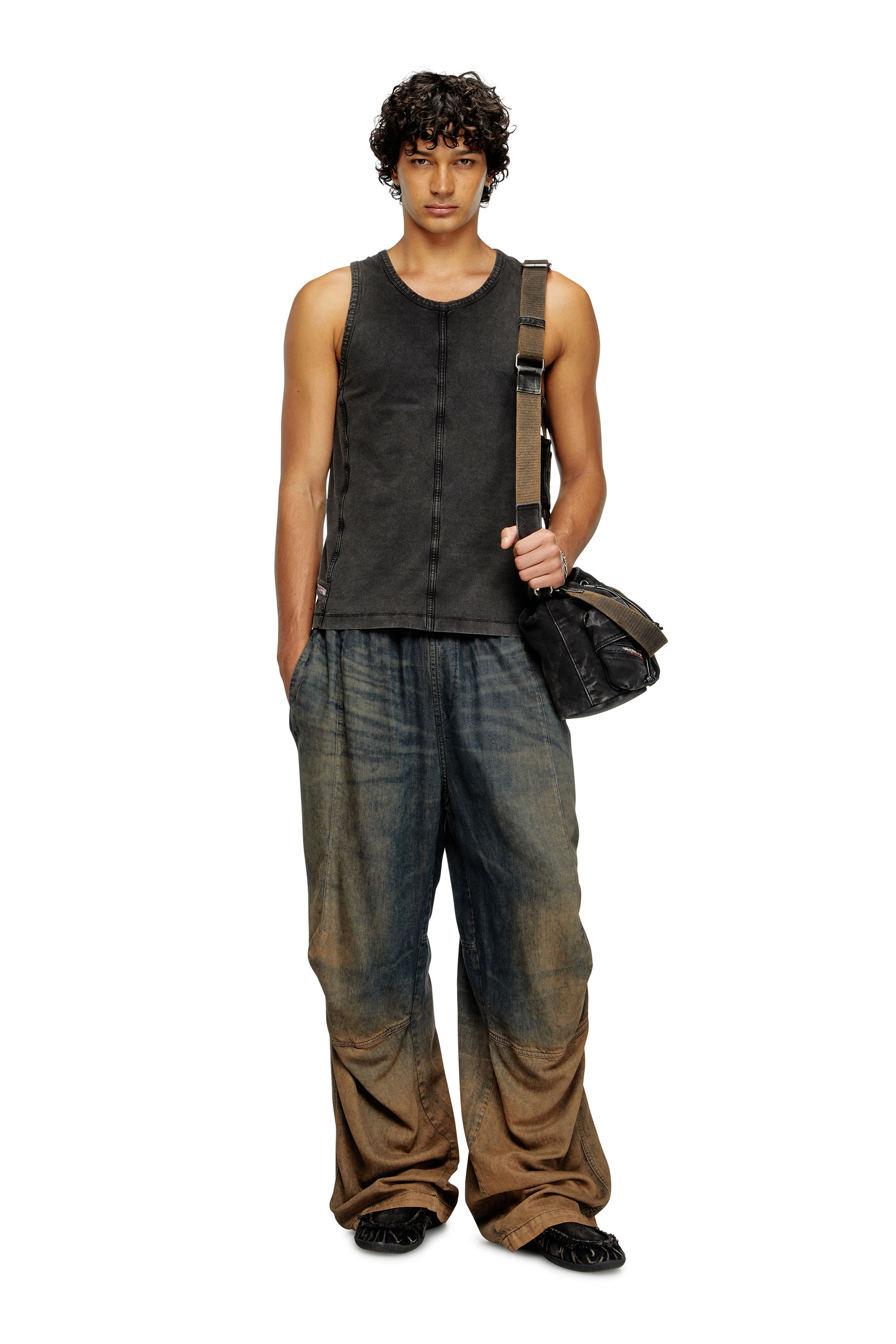 Diesel - T-MELY-SL, Man's Tank top in denim-look jersey in Black - 2
