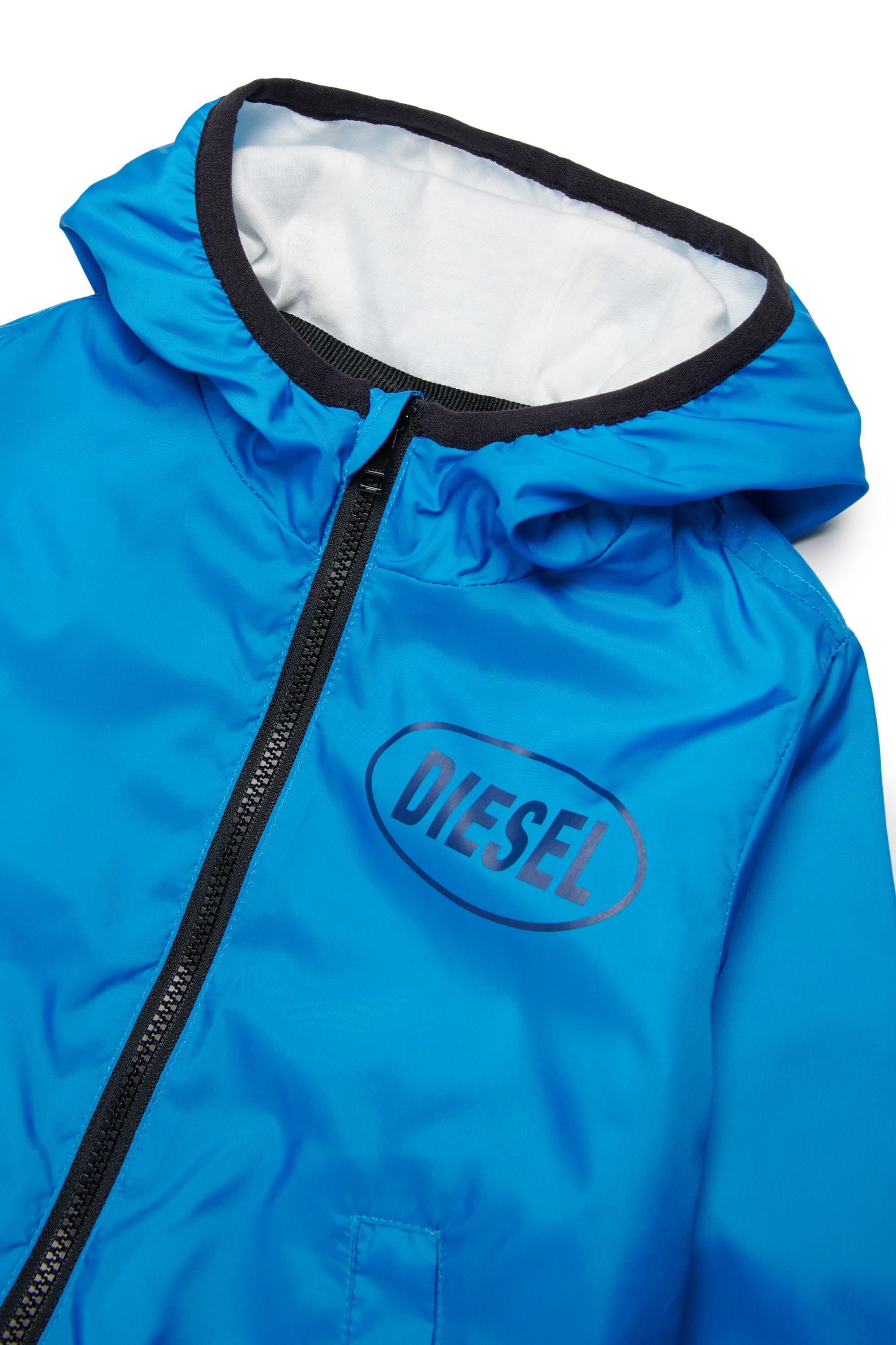 Diesel - JFLOGGYB, Unisex's Light jacket with hood and logo print in Blue - 3