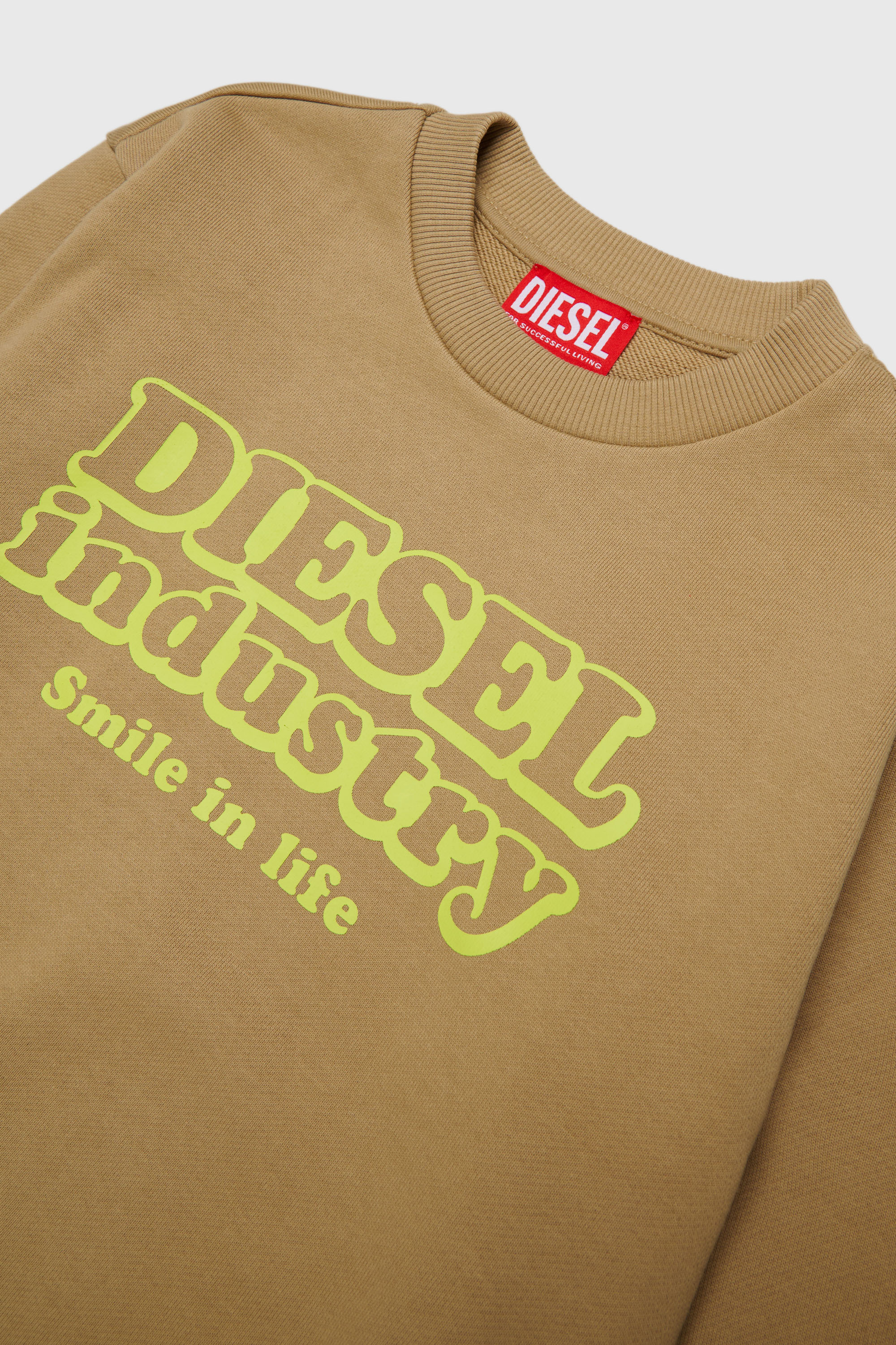 Diesel - SLODIM OVER, Man's Sweatshirt with Diesel Industry print in Brown - 3
