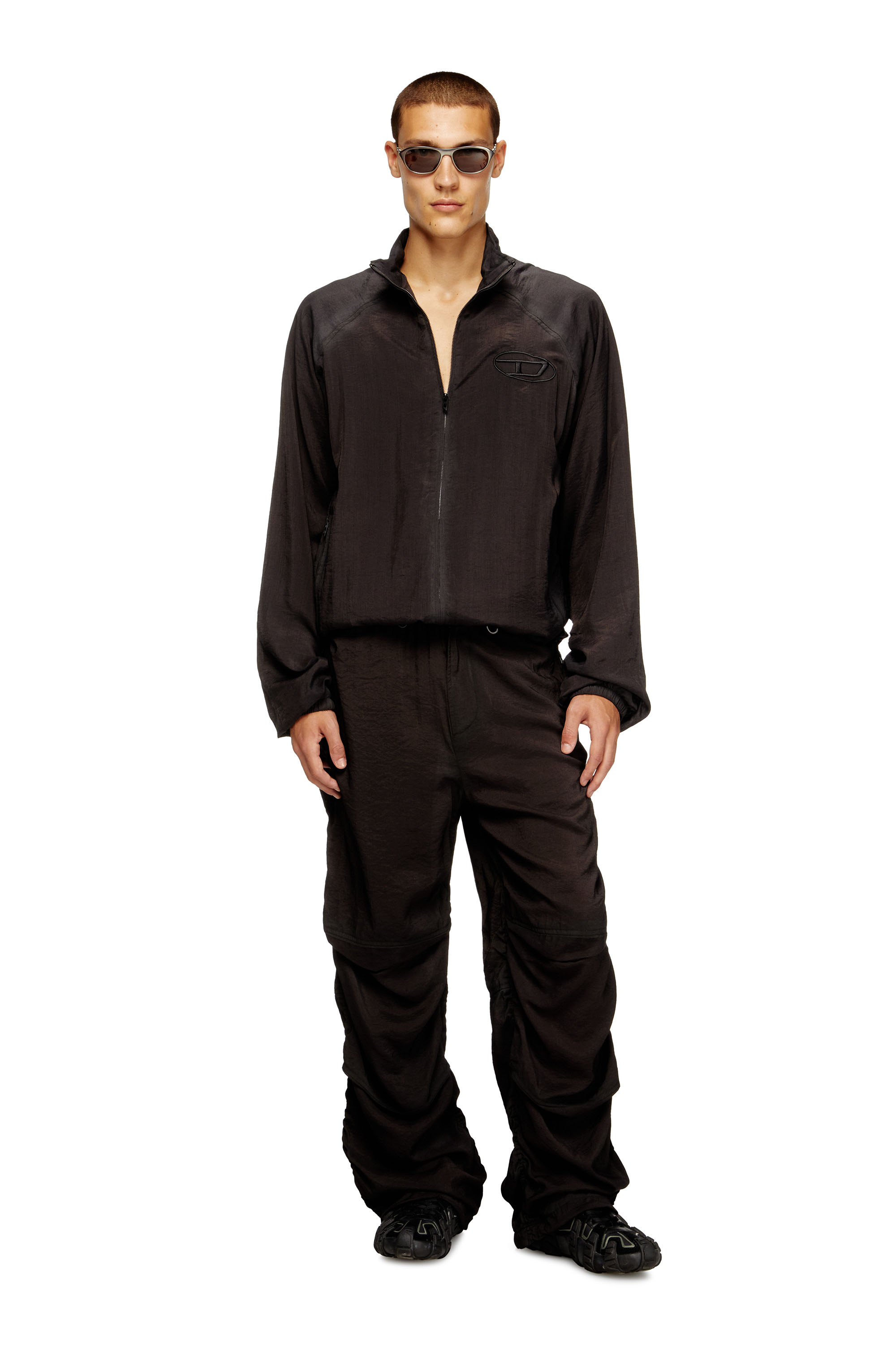Diesel - P-DAILY, Man's Utility pants in light, crinkled fabric in Black - 1