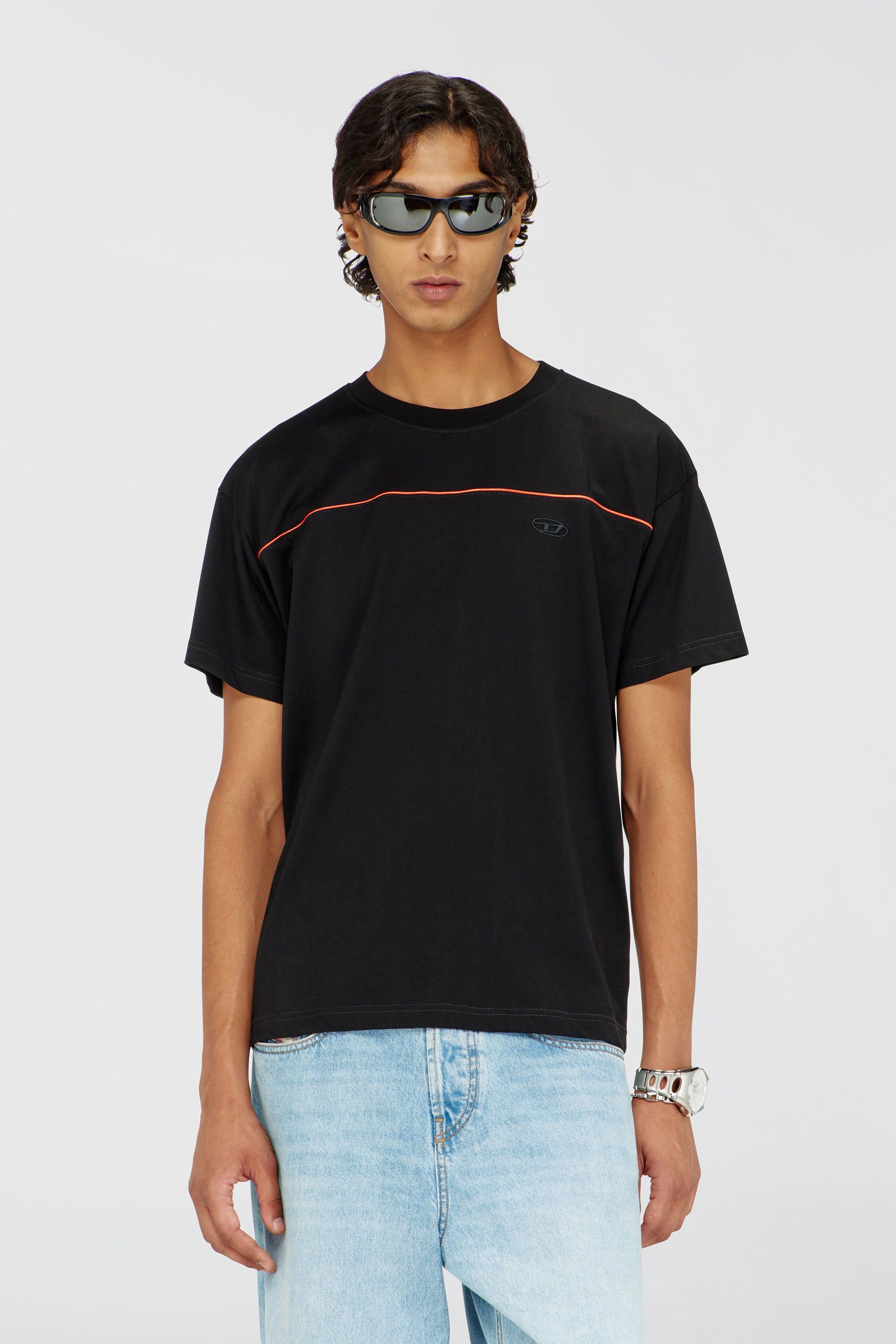 Diesel - T-NORM-PIPING, Man's T-shirt with contrast piping in Black - 1
