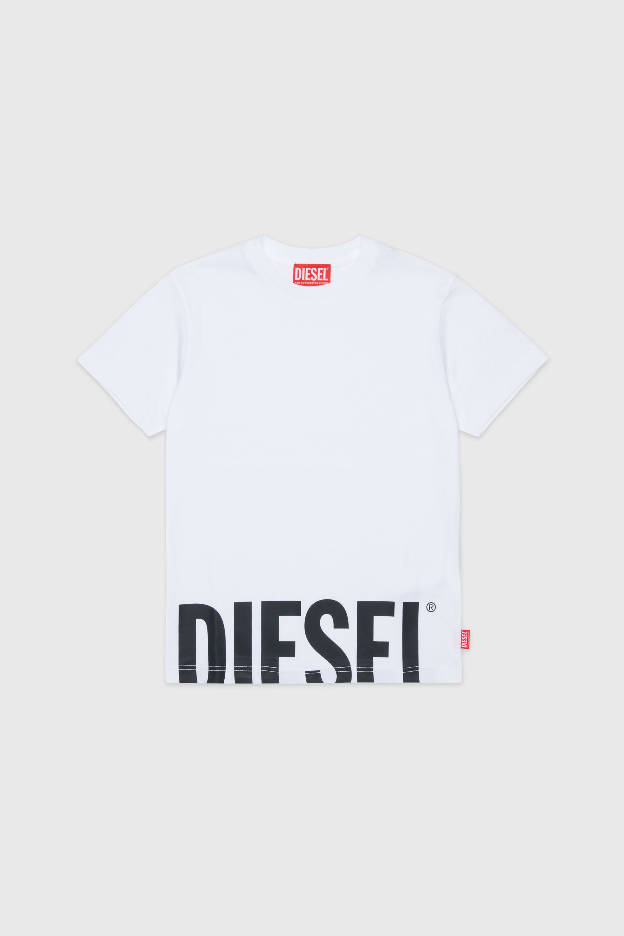 Diesel - TPRES, Man's T-shirt with cut-off logo in White - 1