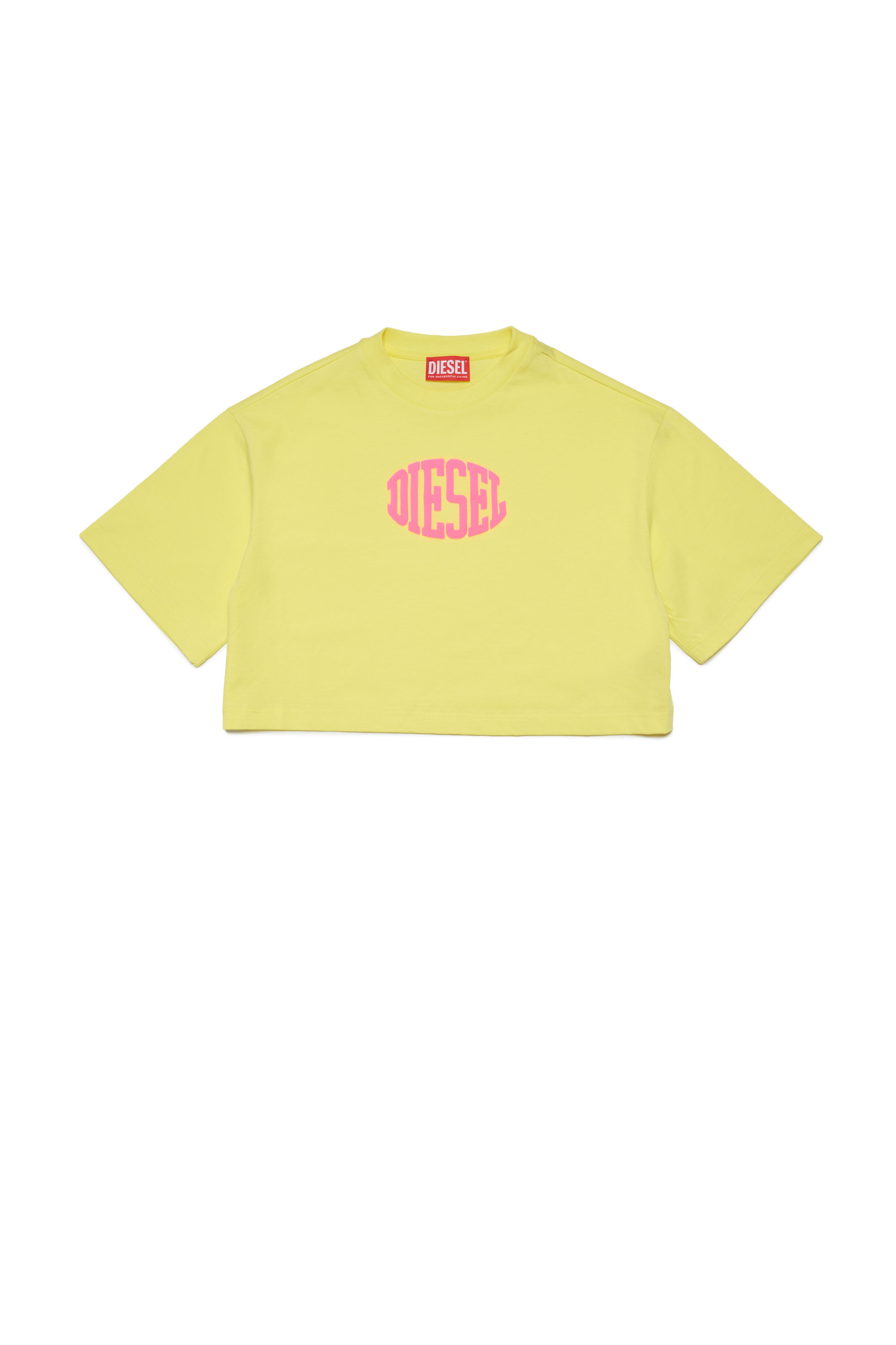 Diesel - TARKI, Woman Cropped T-shirt with puffy logo in Yellow - Image 1