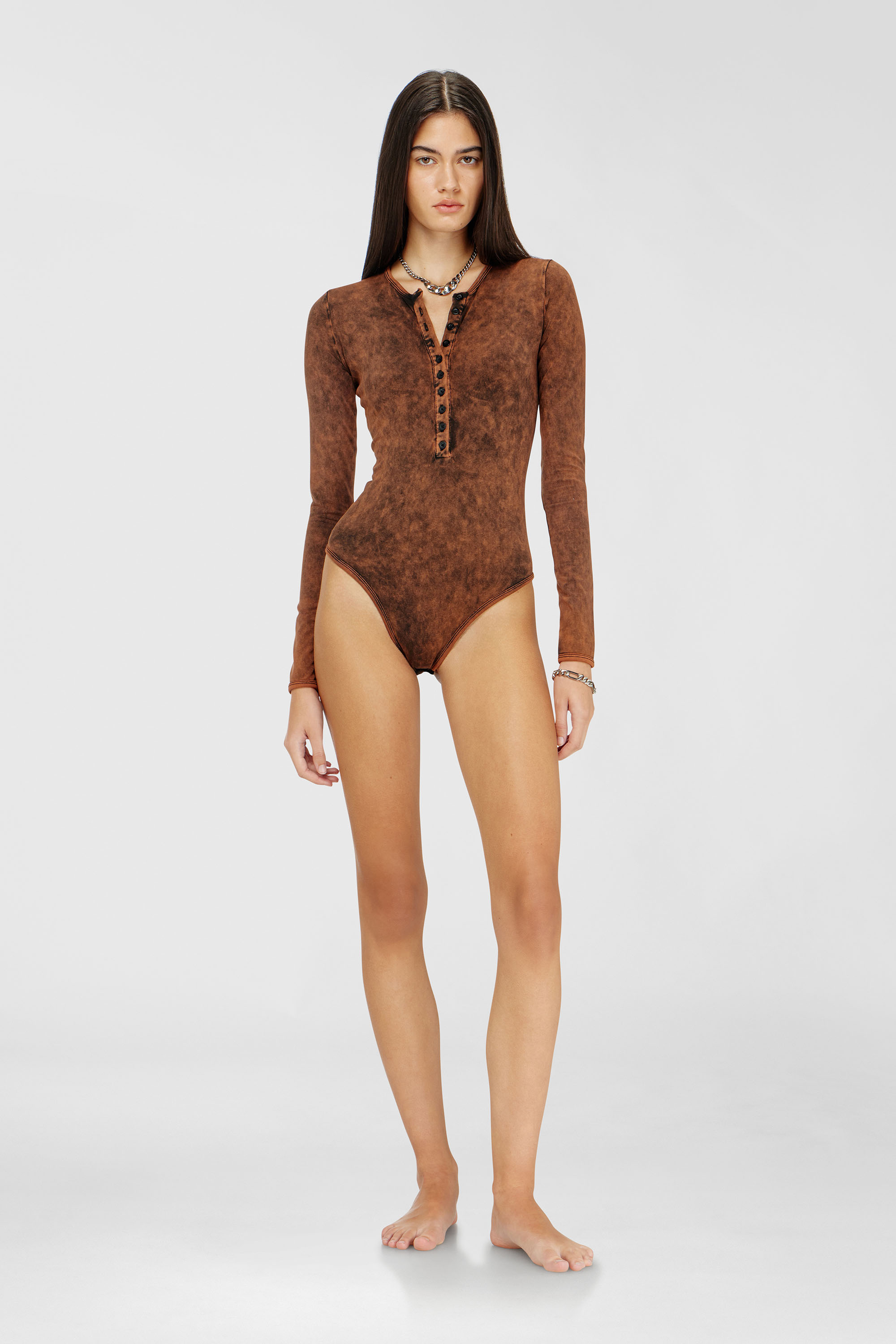 Diesel - FRESYA-DNM, Woman's Cotton bodysuit with buttoned front in null - 1