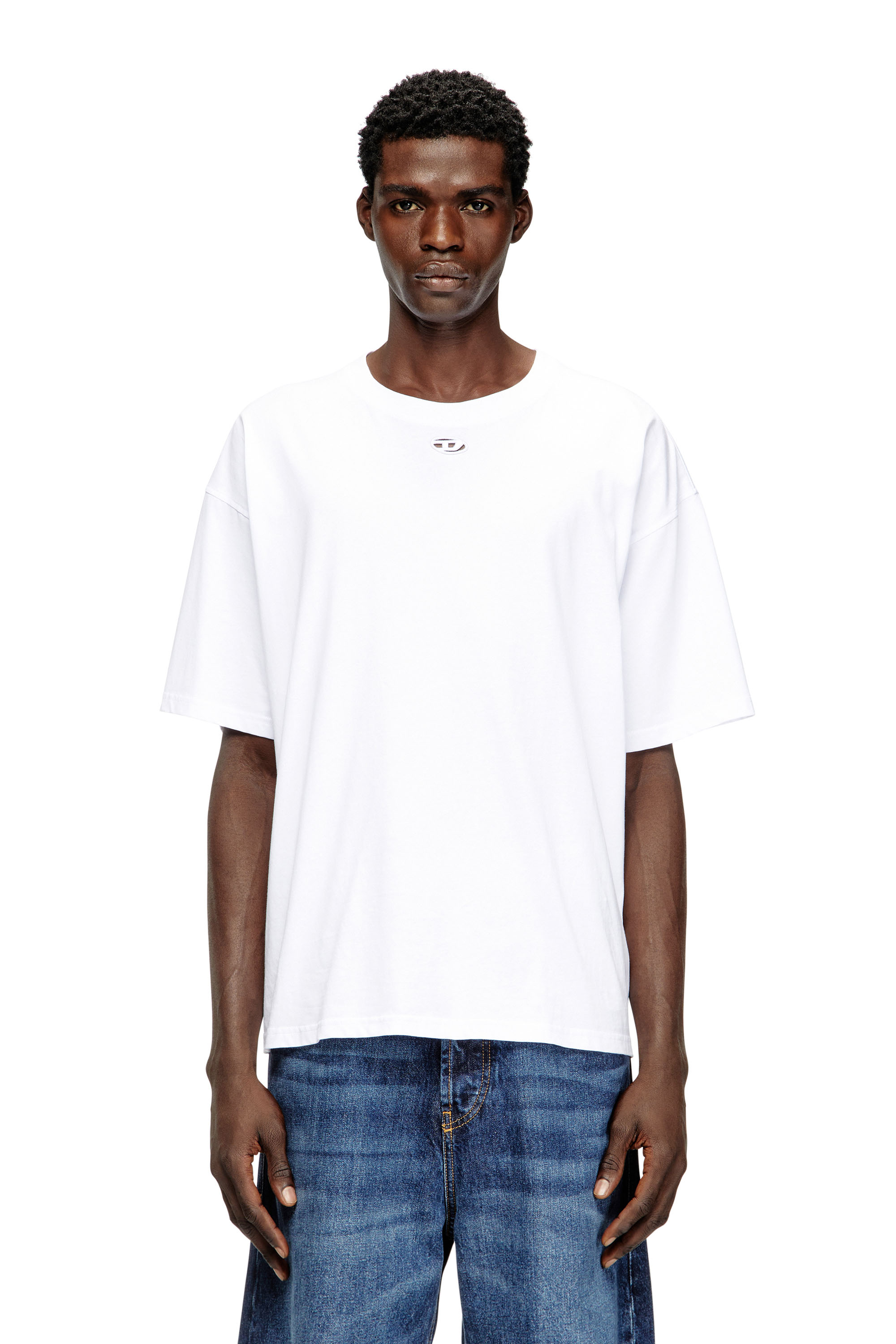 Diesel - T-BOXT-DCO, Man's Relaxed cotton T-shirt with Oval D embroidery in White - 3