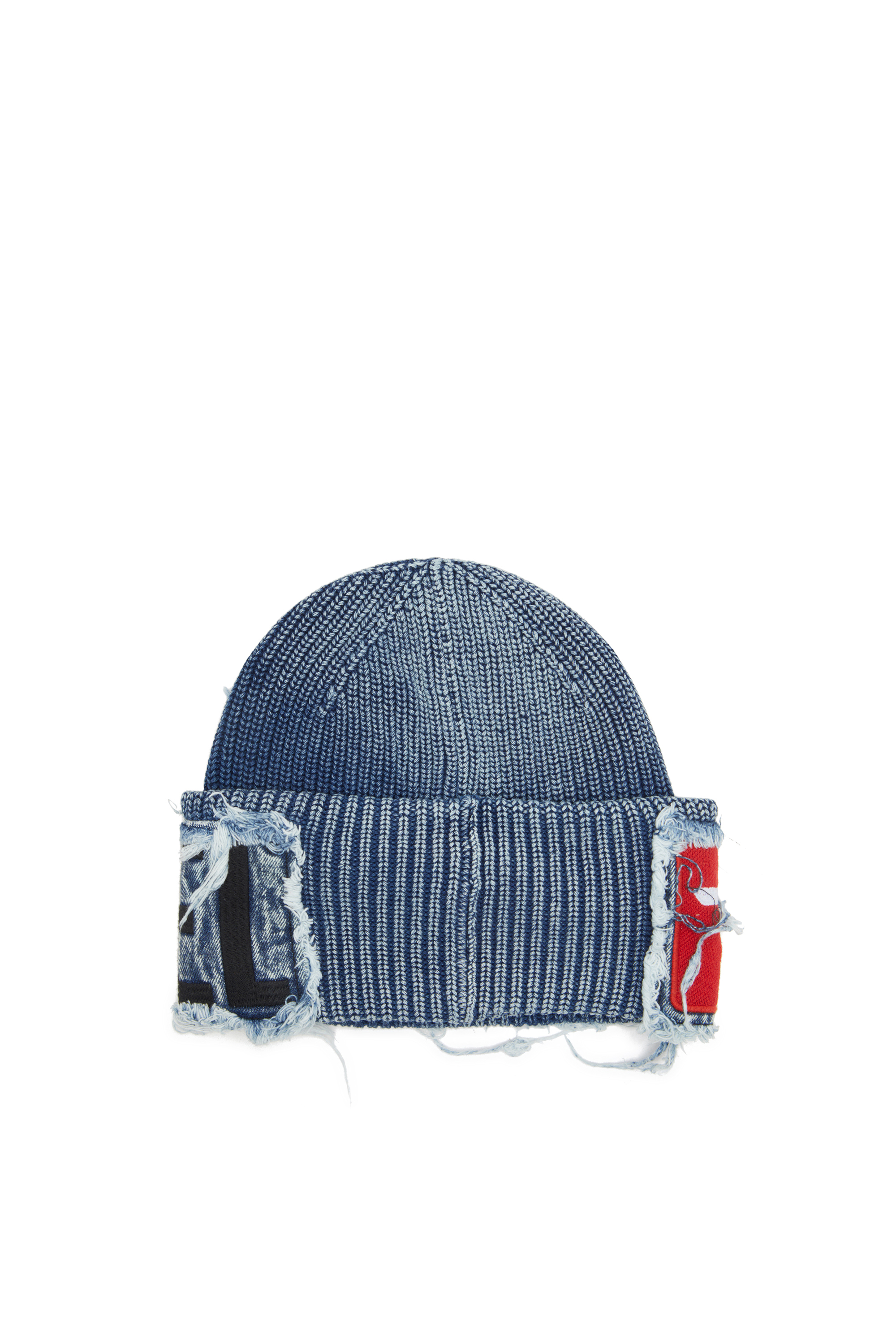 Diesel - K-FROK, Unisex's Denim effect beanie with bold patch detail in Blue - 2
