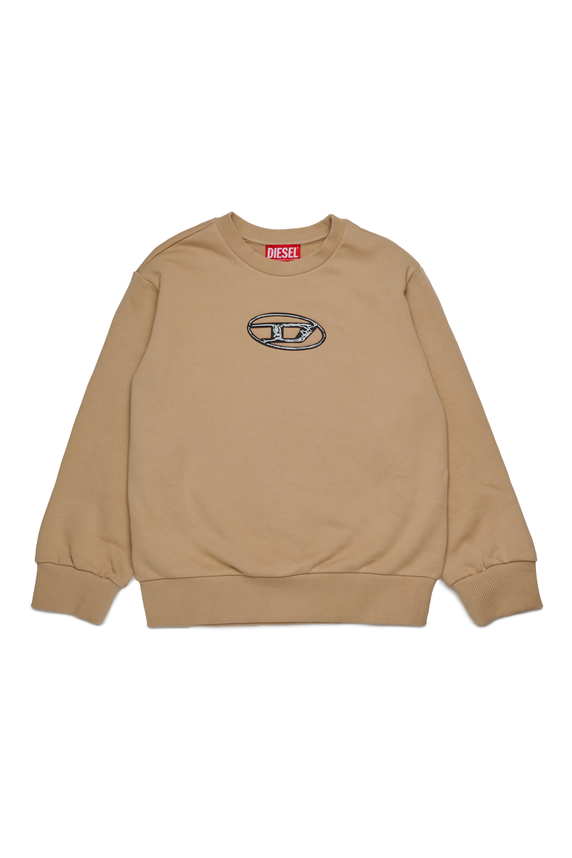 Diesel - SBOXTQ22 OVER, Man's Crew-neck cotton sweatshirt with Oval D logo in Light Brown - 1