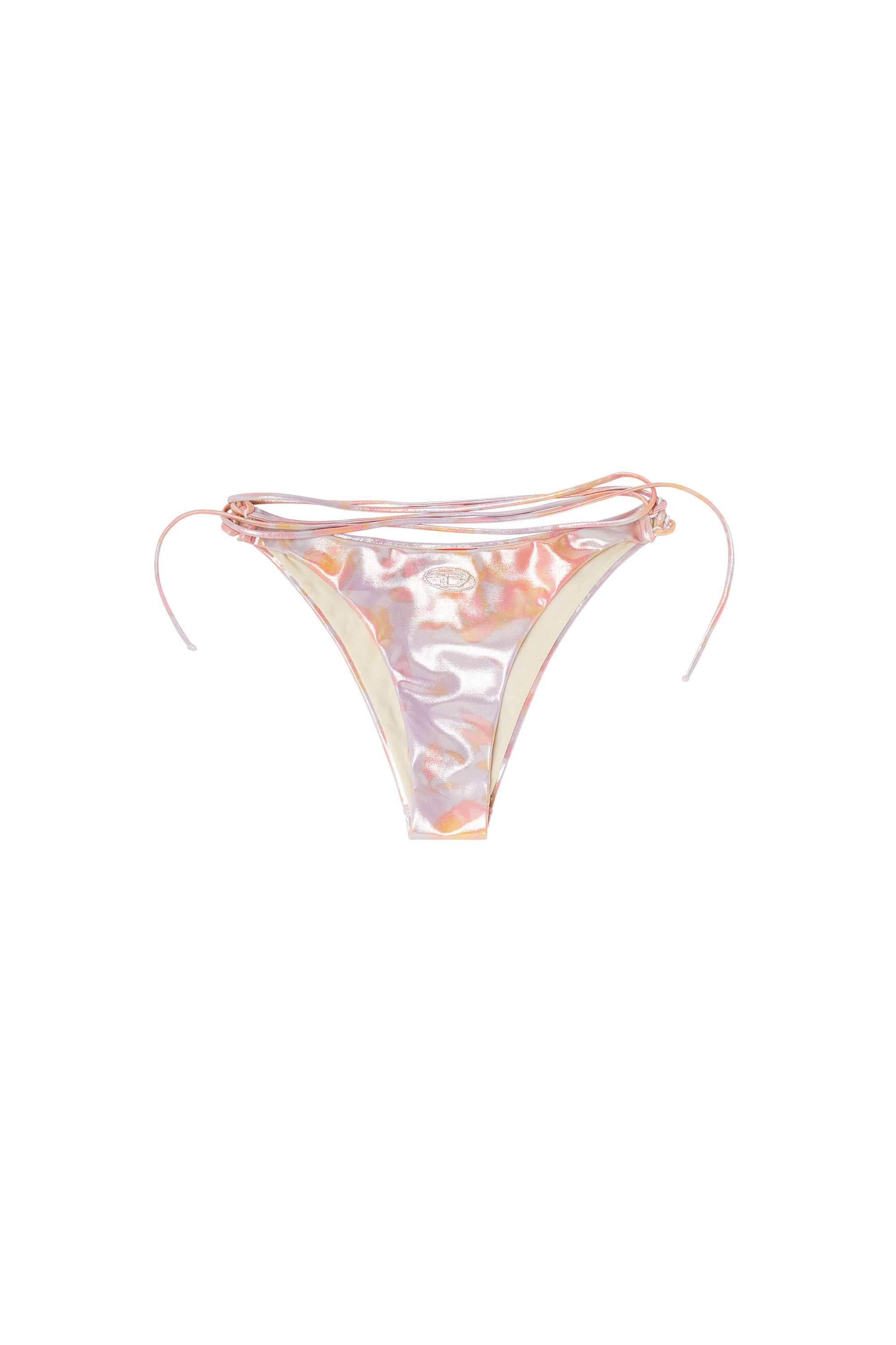 Diesel - GIUSY-UTLT, Woman's Strappy metallic bikini bottoms with floral print in Lilac - 3