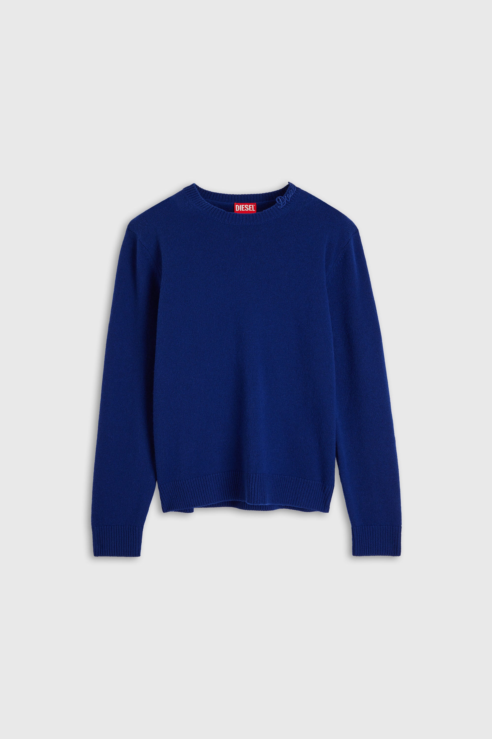 Diesel - K-IMBRO, Man's Wool jumper with neck logo in Blue - 2