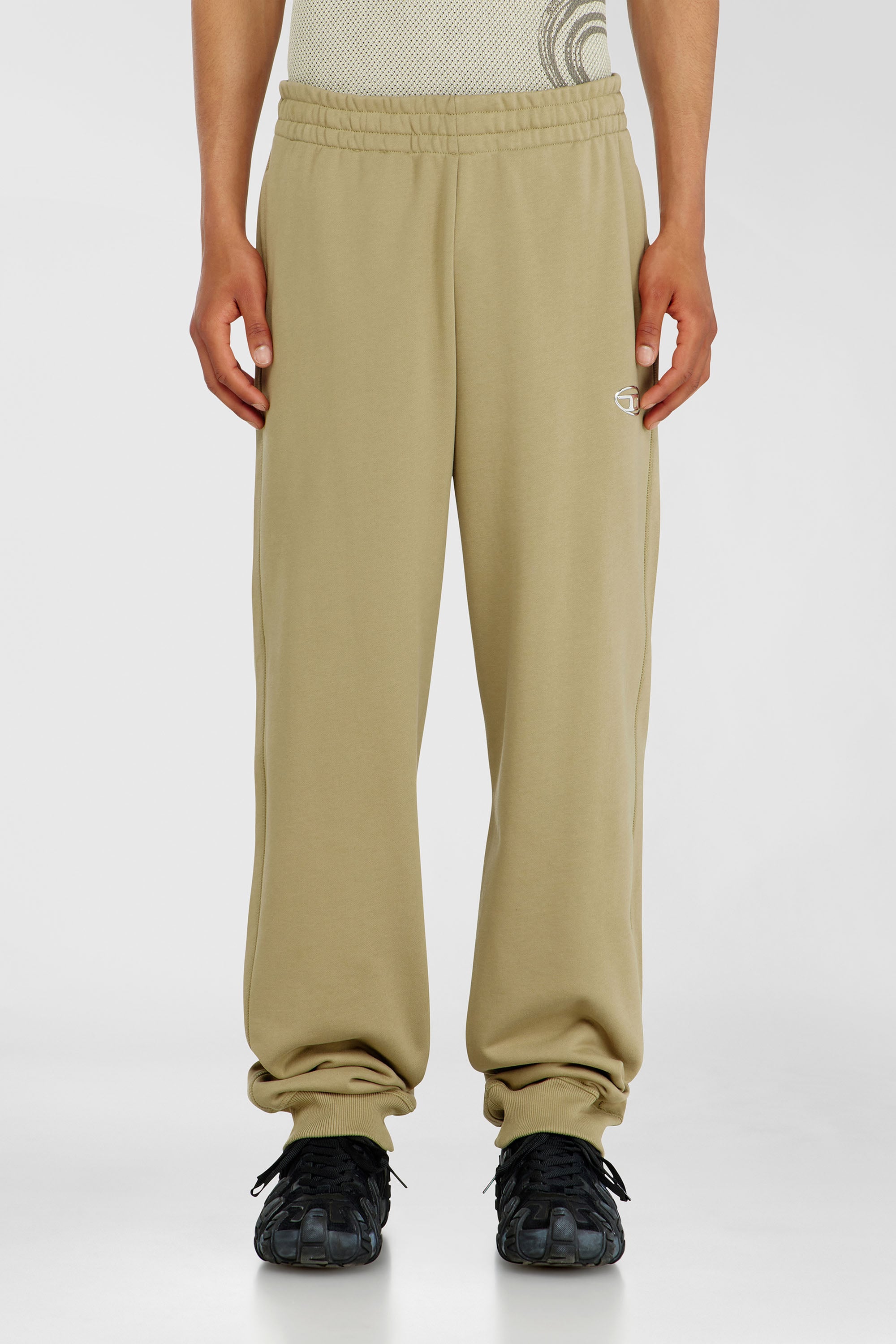 Diesel - P-MARKY-IOD, Man's Cotton pants with metallic Oval D in Beige - 3