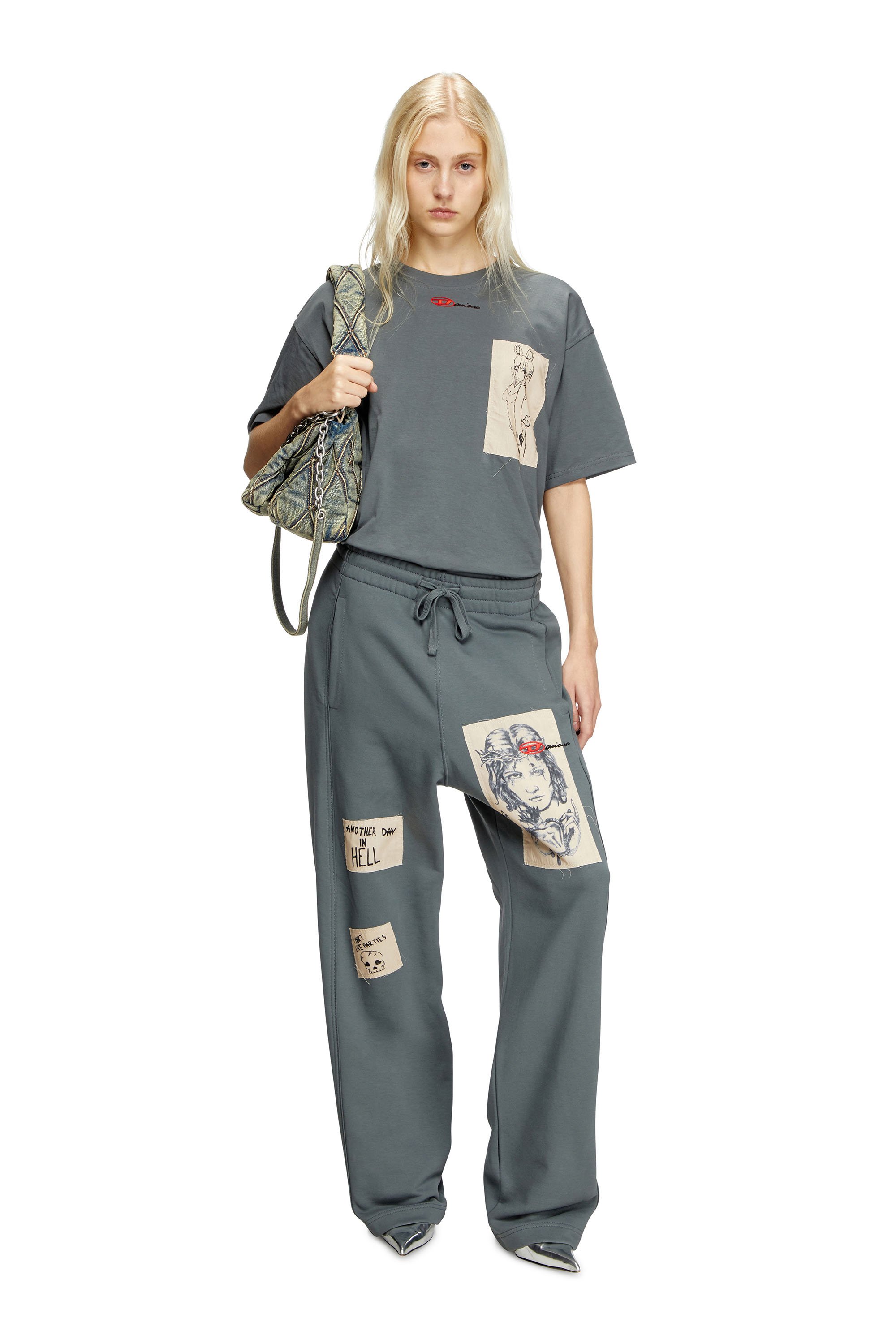 Diesel - P-MARTYANS-DD, Unisex's Track pants with tattoo patches in Grey - 6