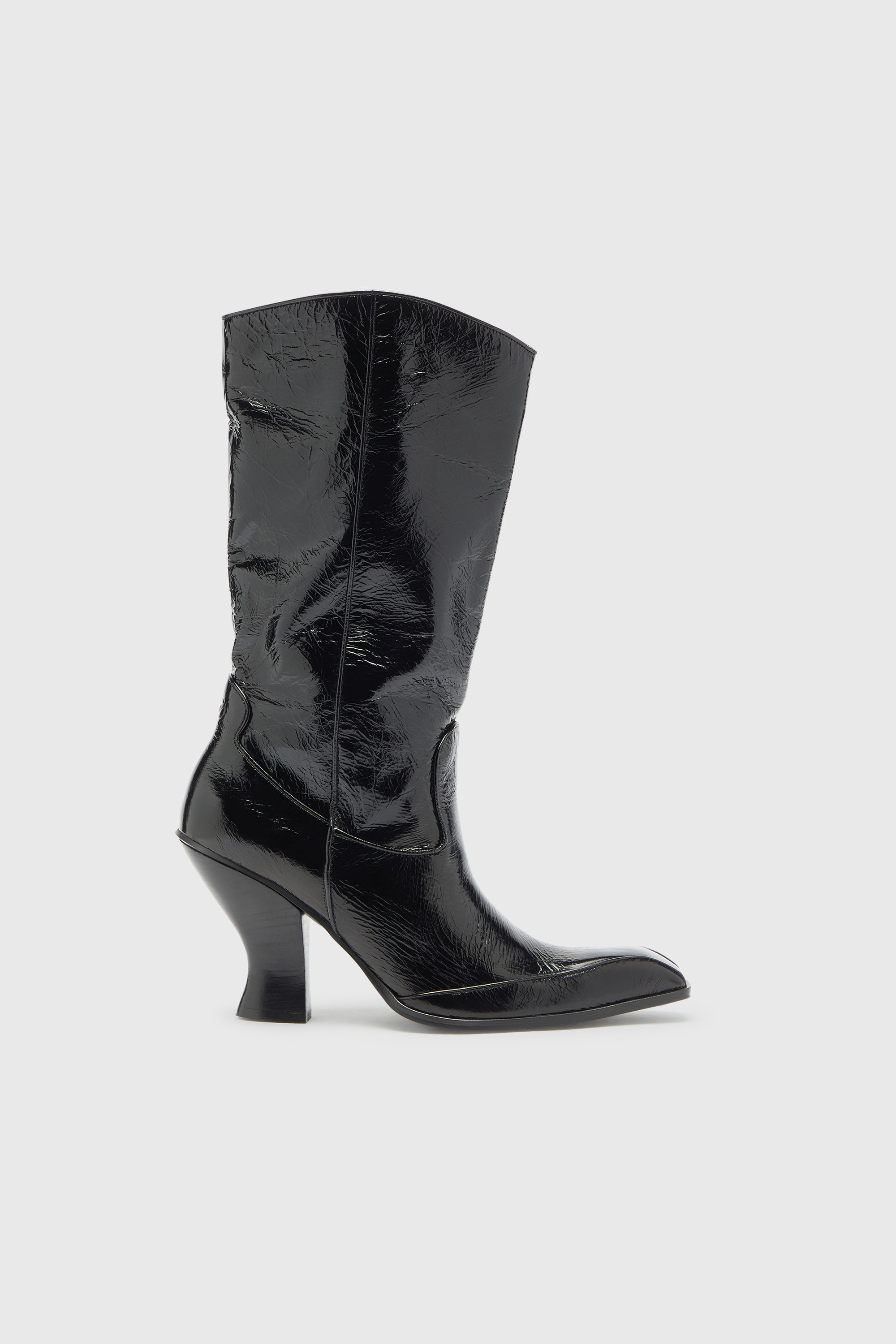 Diesel - D-LUFFY-75-TUBE, Woman's D-Luffy - Knee-high boots in patent leather in Black - 1