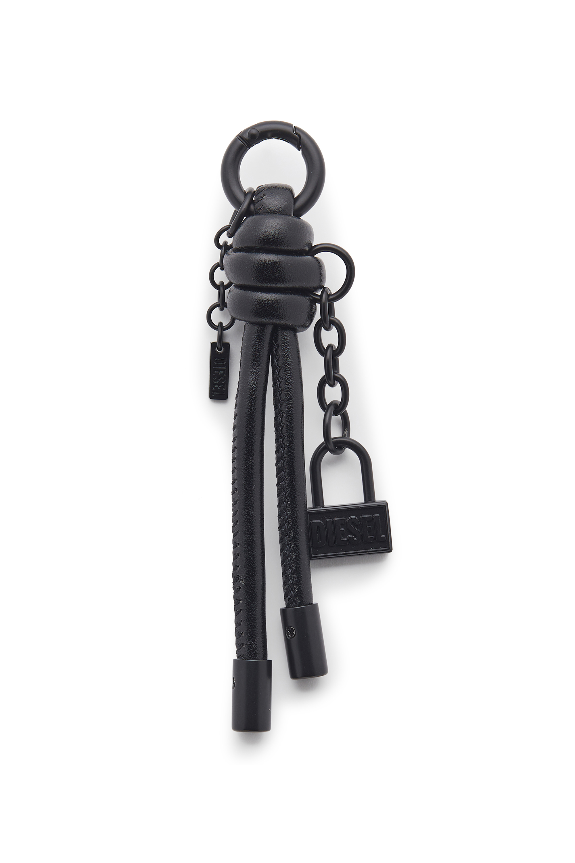 Diesel - CHARM-LOCK II, Man's Metal keyring/charm with Diesel padlock detail in Black - 1