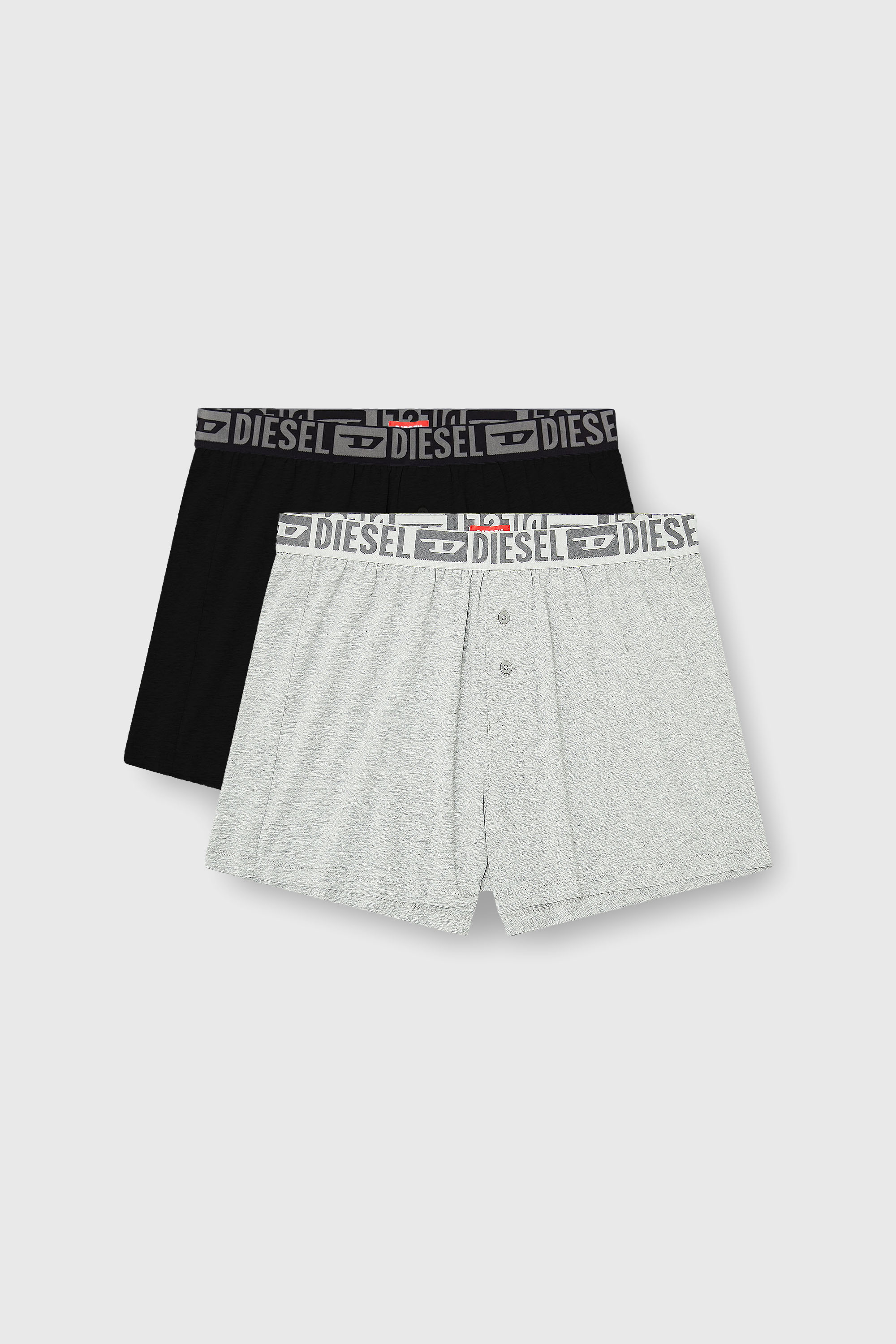 Diesel - STARKIE-D-CORE-2PACK, Man's Two-pack boxer shorts in stretch cotton in Grey/Black - 1