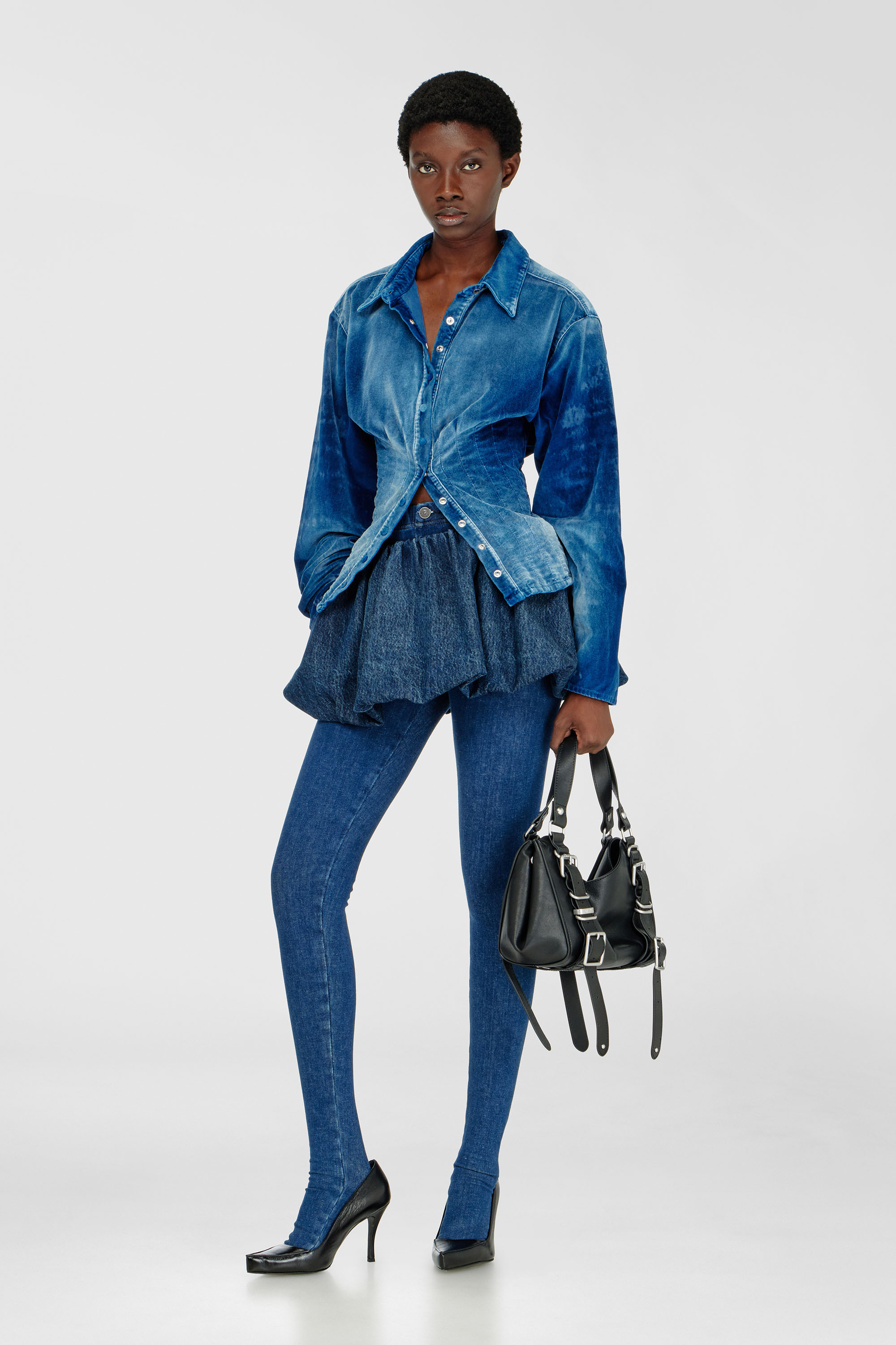 Women's Shirt in velvet denim | Blue | Diesel {{Country}}