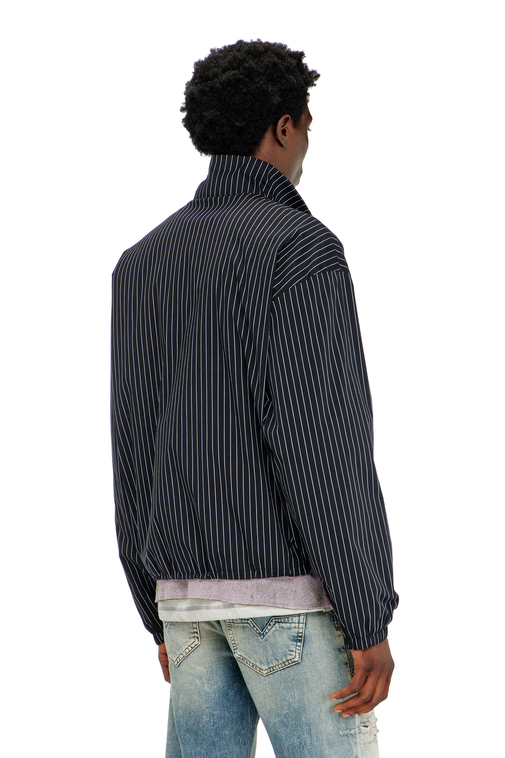 Diesel - J-CORSAR-NJCA, Man's Nylon pinstripe Jacket with Phoenix embroidery in Black - 4