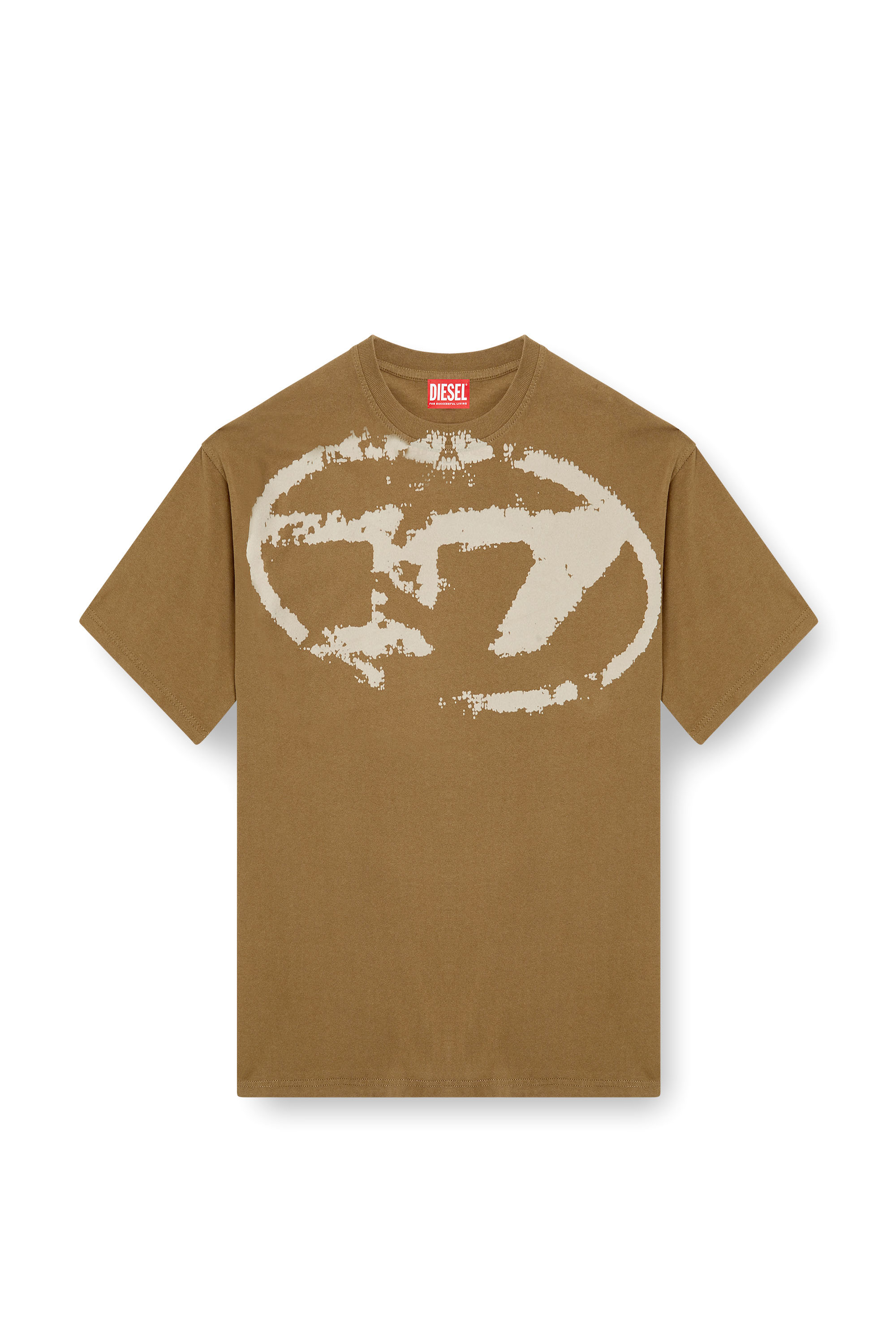 Diesel - T-BOXT-N14, Man's T-shirt with distressed flocked logo in Brown - 3