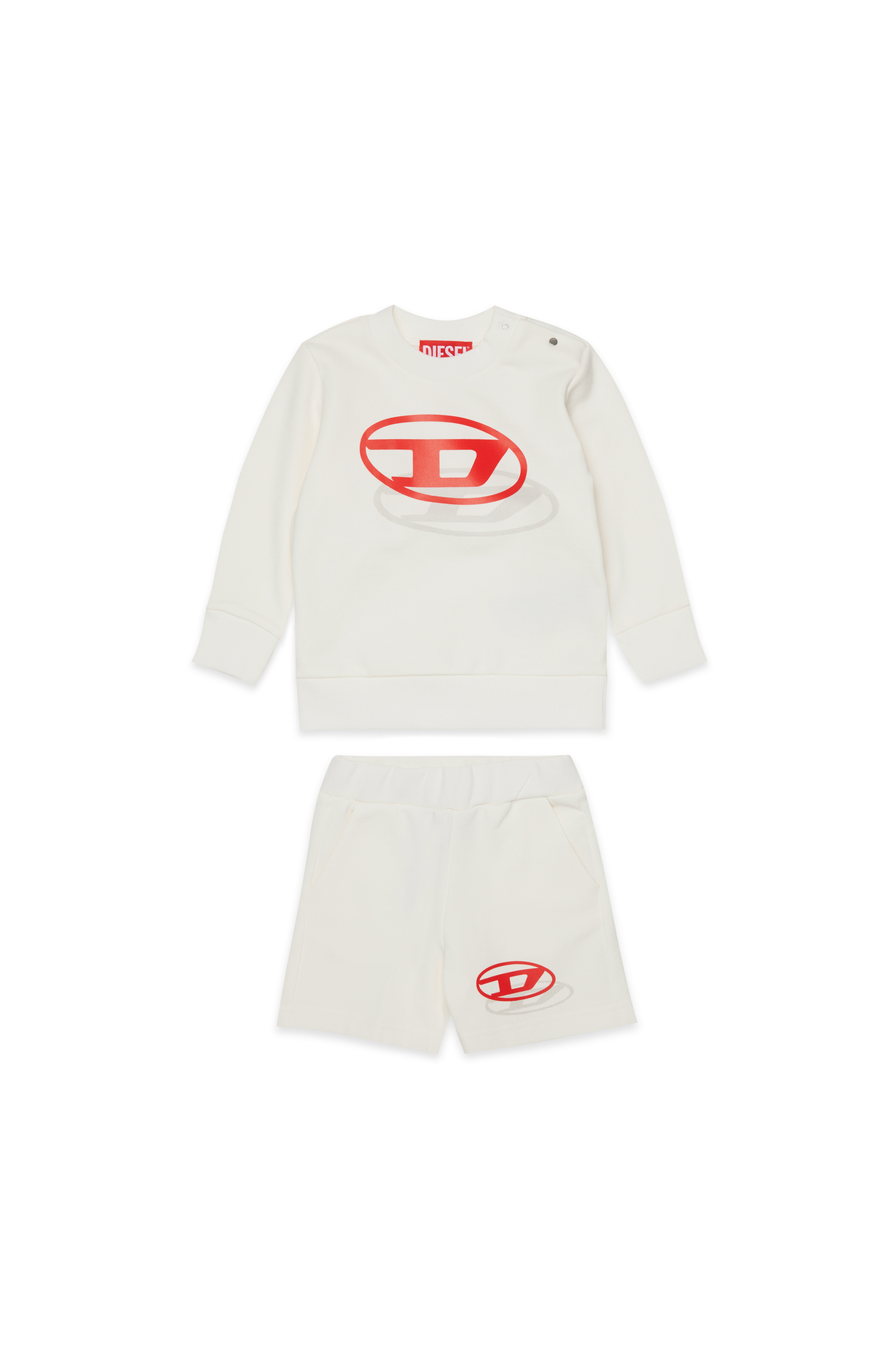 Diesel - SVALESHORTB-SET, Man's Sweat set with shadow logo print in White - 1