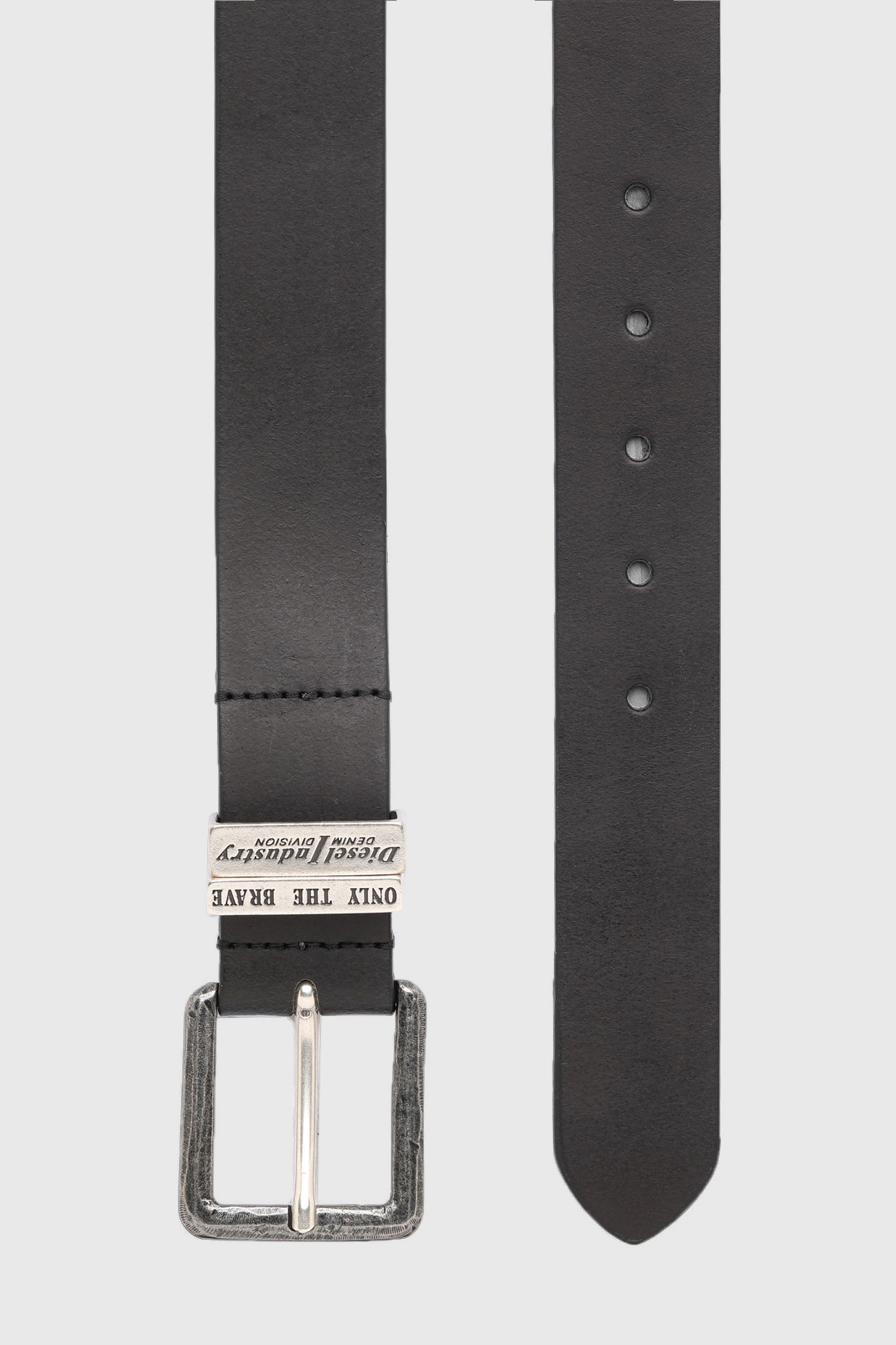 Diesel - B-GUARANTEE-A, Man's 3.4cm leather belt with burnished hardware in Black - 2