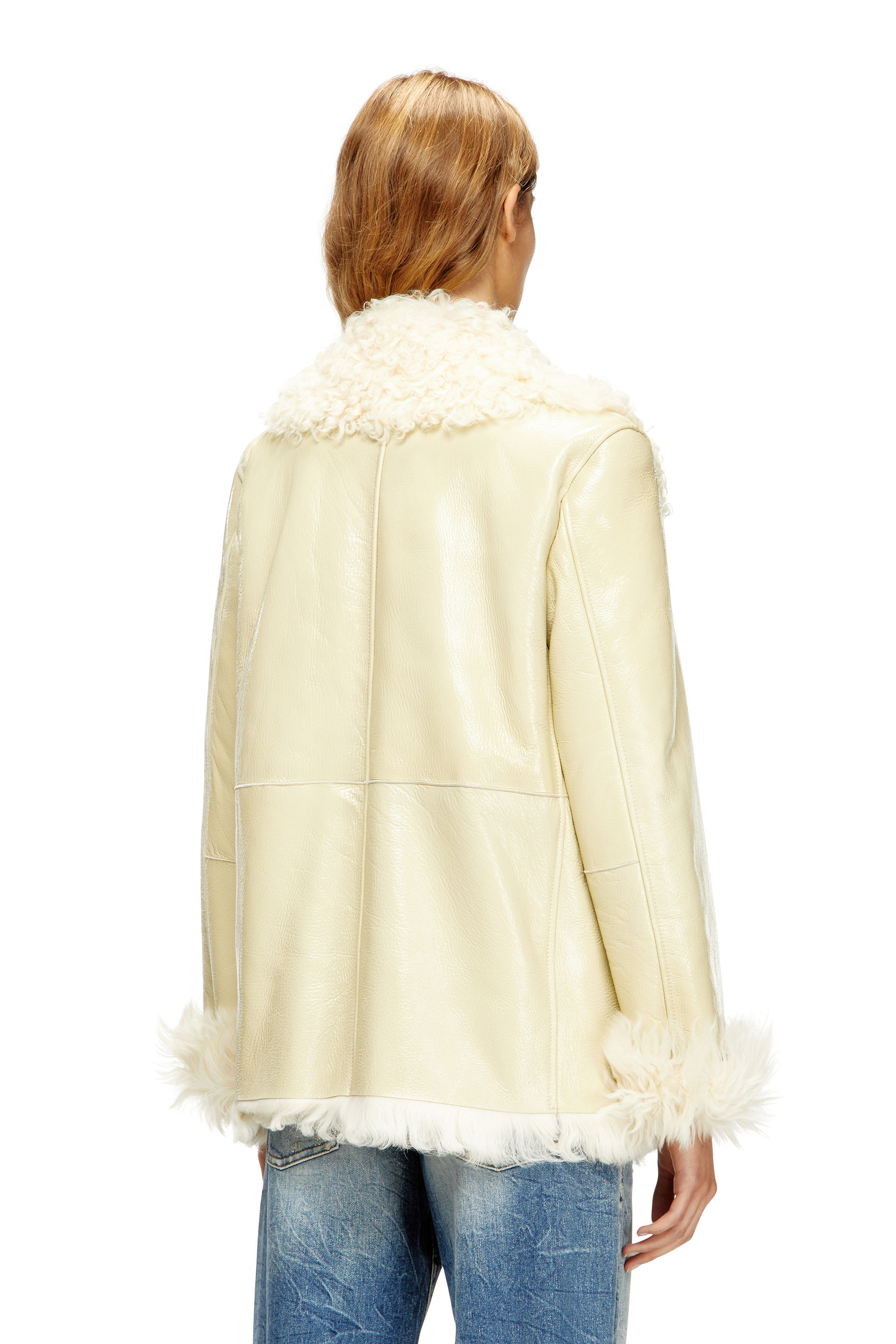 Diesel - L-ACONIC, Woman's Patent shearling jacket in null - 4