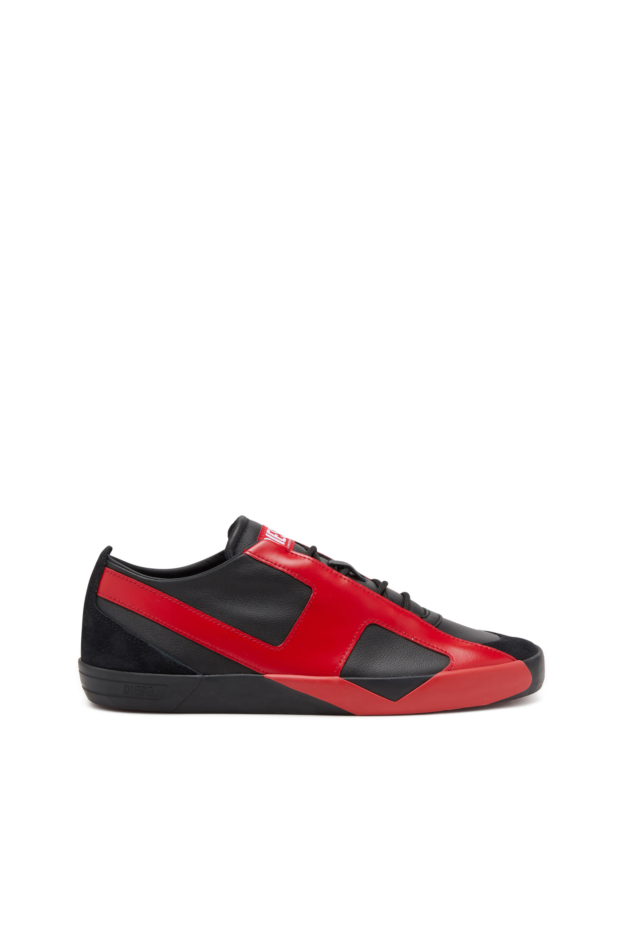 Diesel - S-SLANTE-D LOW, Man's S-Slante-D-Sneakers in suede and leather with D logo in Black/Red - 1
