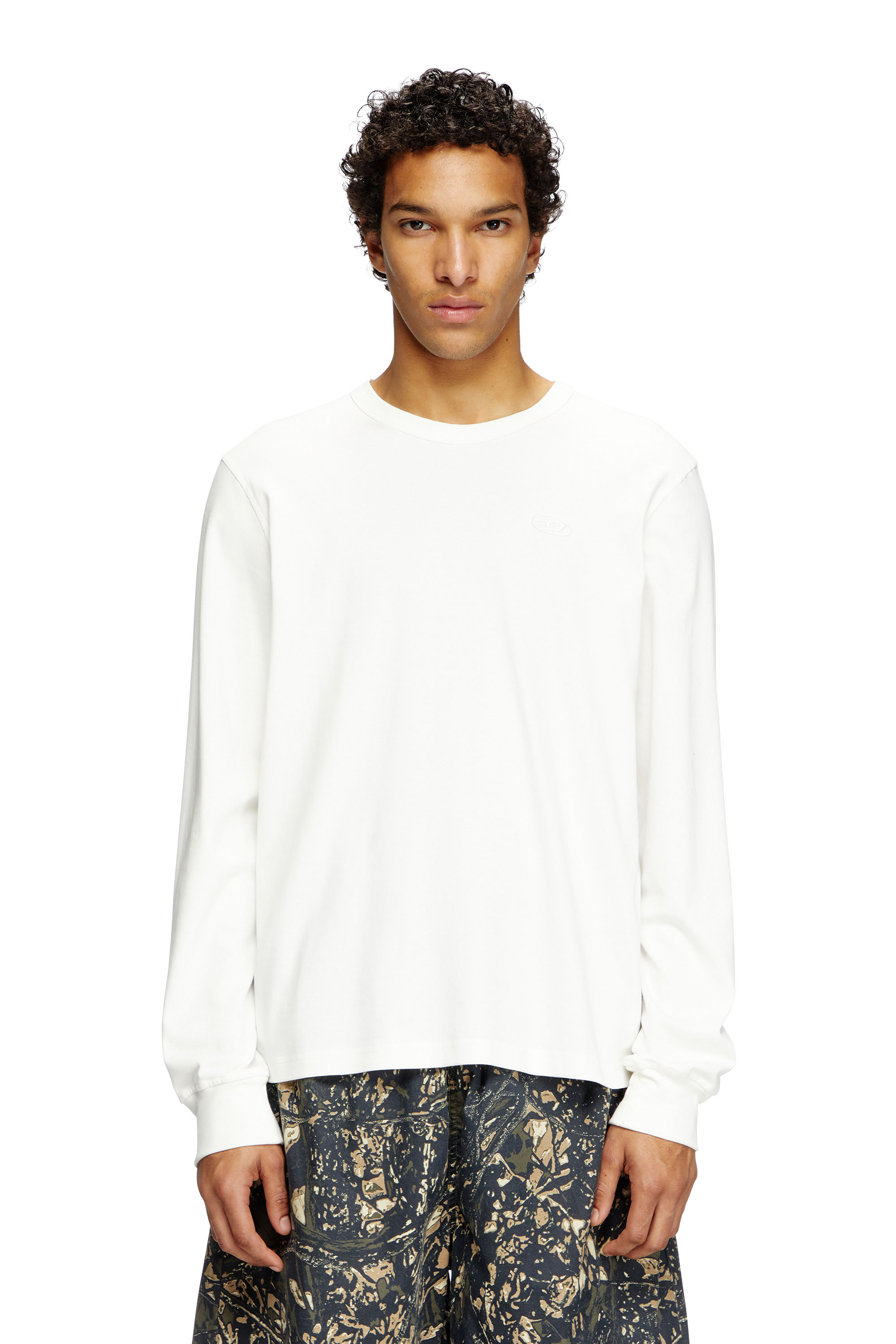 Diesel - T-ADJUST-LS-SLITS-R17, Man's Long-sleeve T-shirt with logo embroidery in White - 3