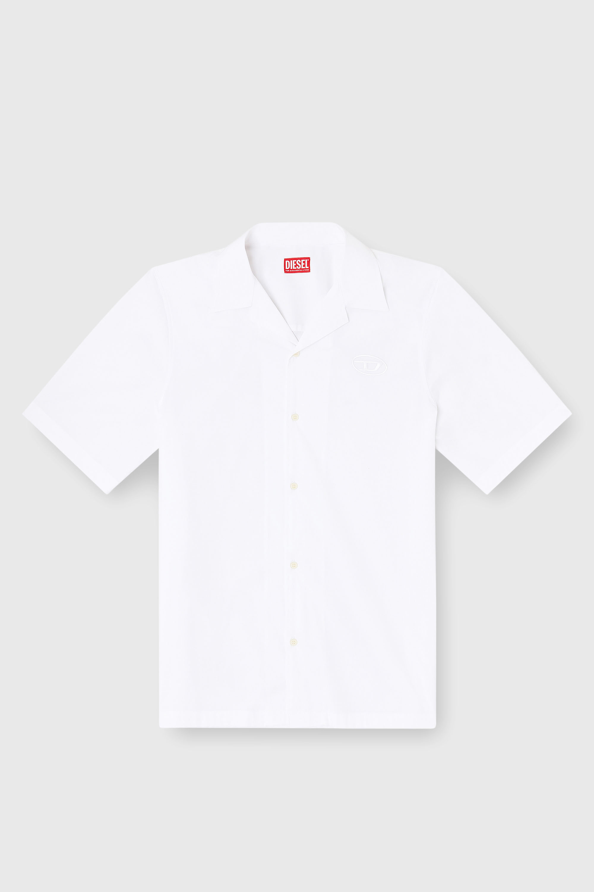 Diesel - S-MAC-GSBH, Man's Stretch poplin shirt with Oval D embroidery in White - 2