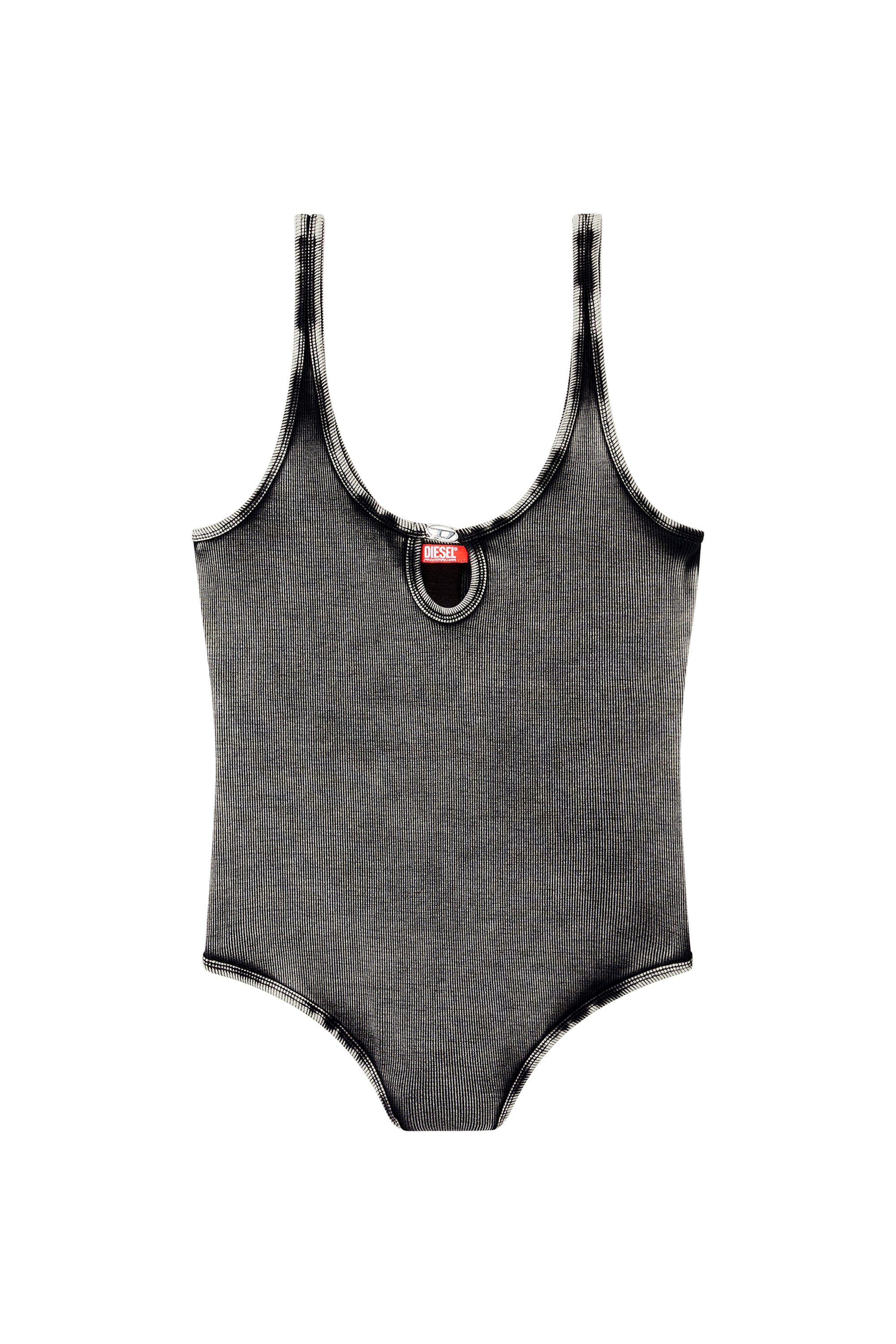 Diesel - MAURA-DNM, Woman's Bodysuit in marble-washed stretch cotton in Dark grey - 4